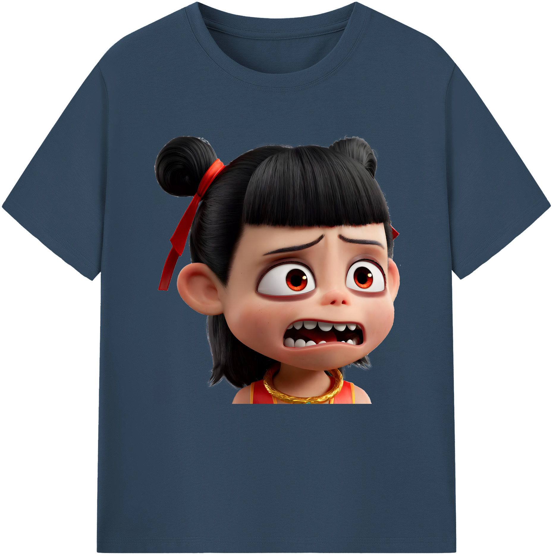 （画像用） Ne Zha 2 ナタ 魔童の大暴れ 綿100％半袖Tシャツ（フロントプリント）