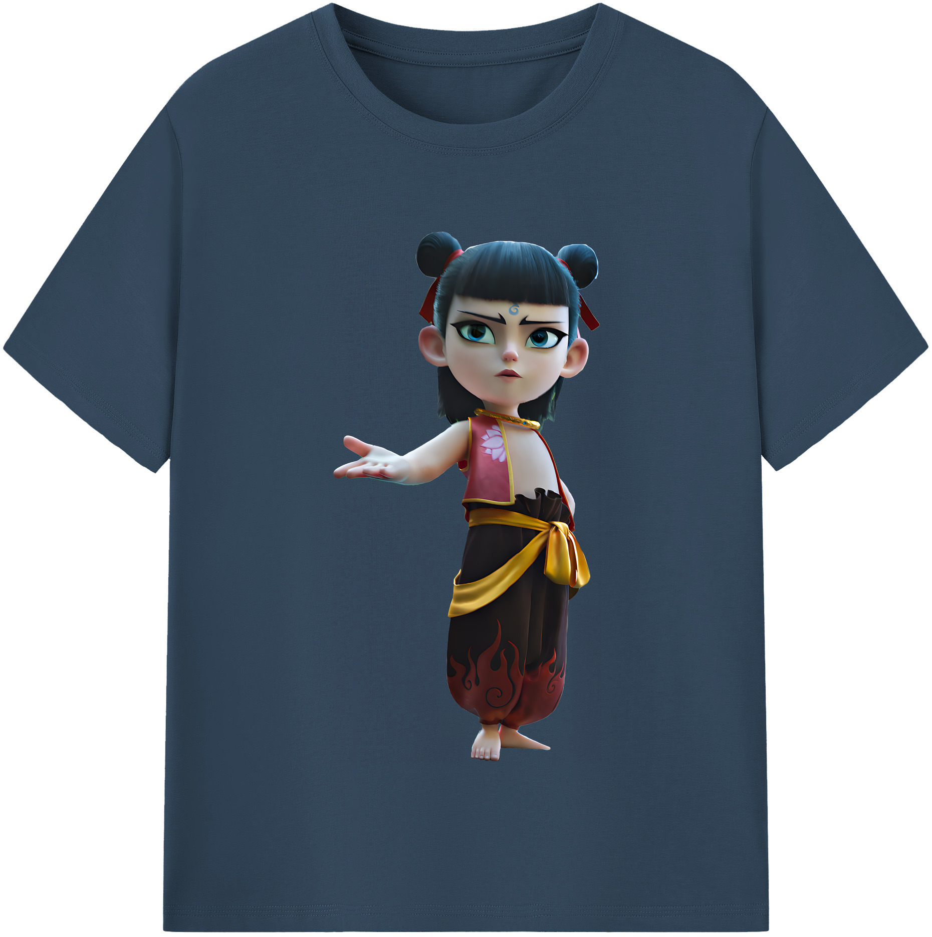（画像用） Ne Zha 2 ナタ 魔童の大暴れ 綿100％半袖Tシャツ（フロントプリント）