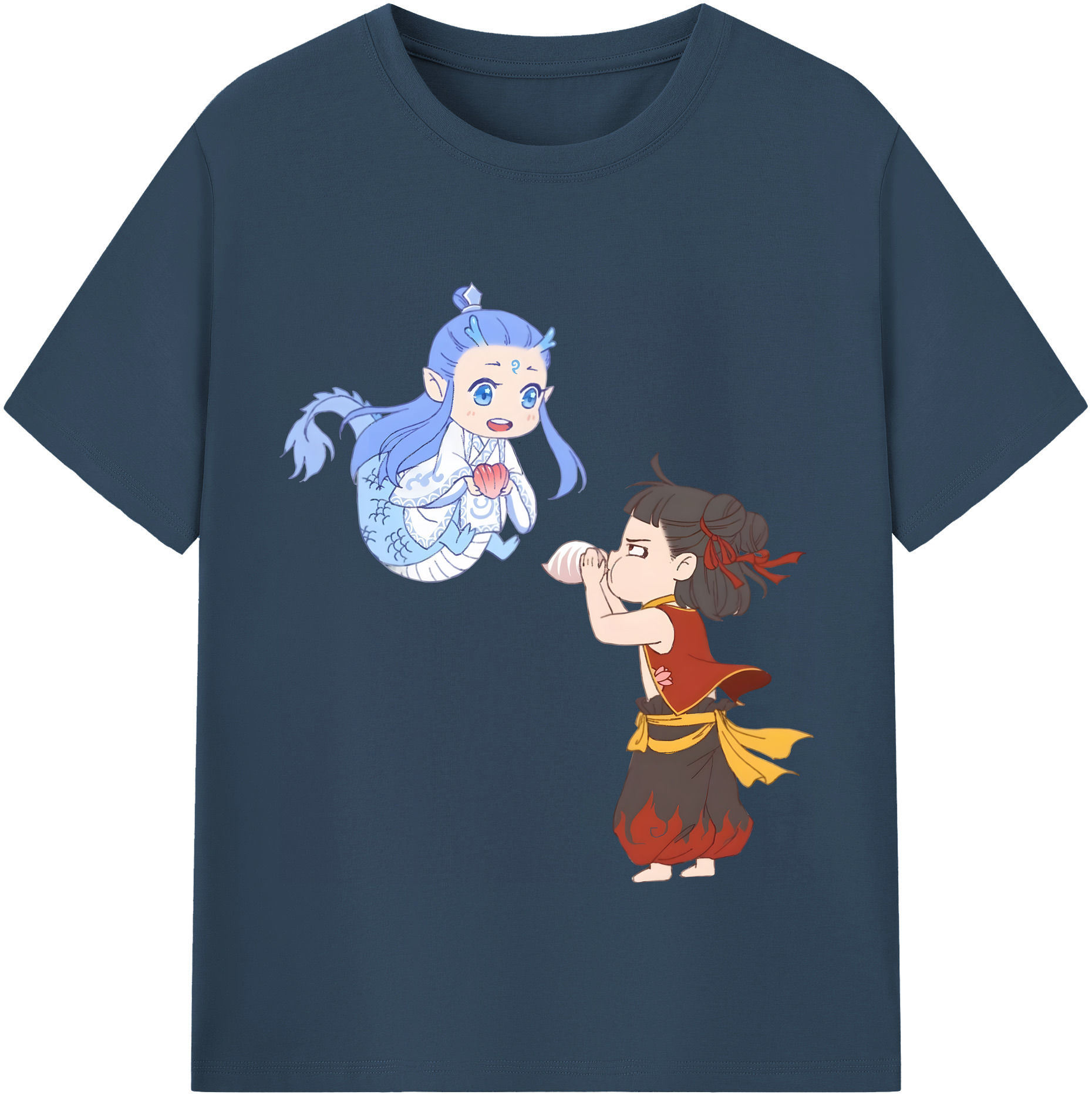（画像用） Ne Zha 2 ナタ 魔童の大暴れ 綿100％半袖Tシャツ（フロントプリント）