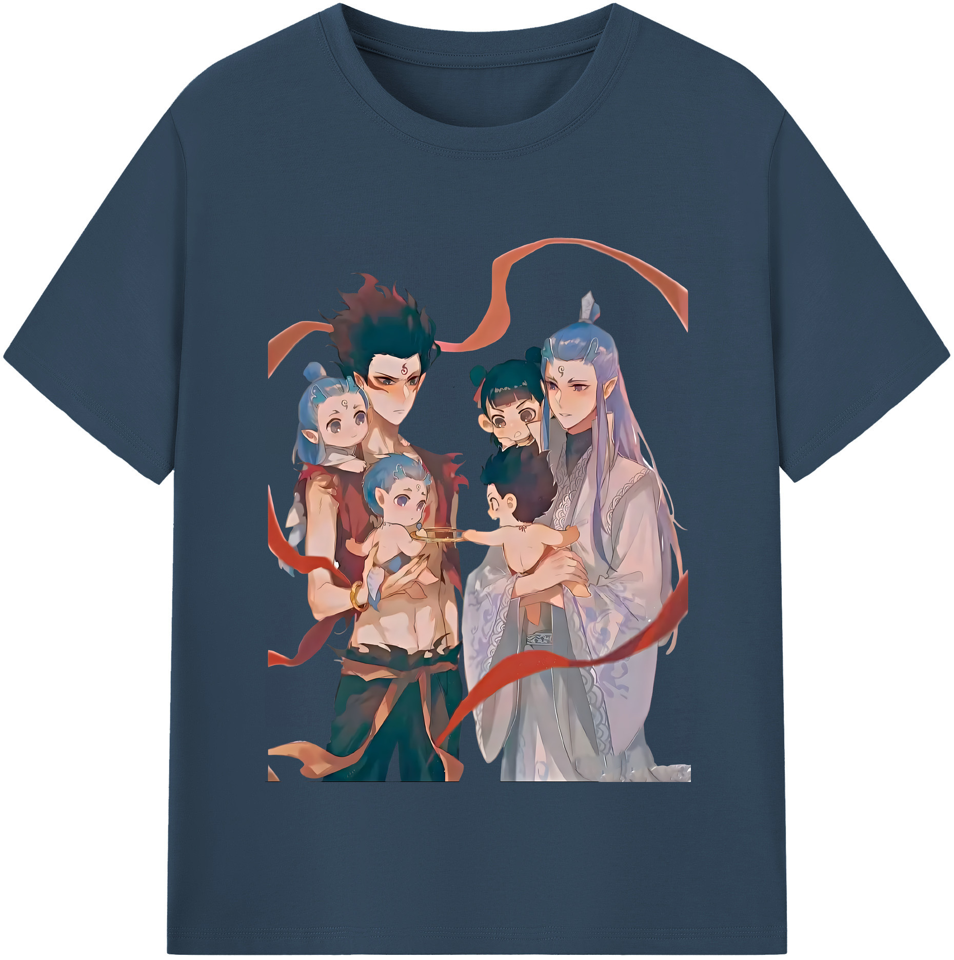 （画像用） Ne Zha 2 ナタ 魔童の大暴れ 綿100％半袖Tシャツ（フロントプリント）