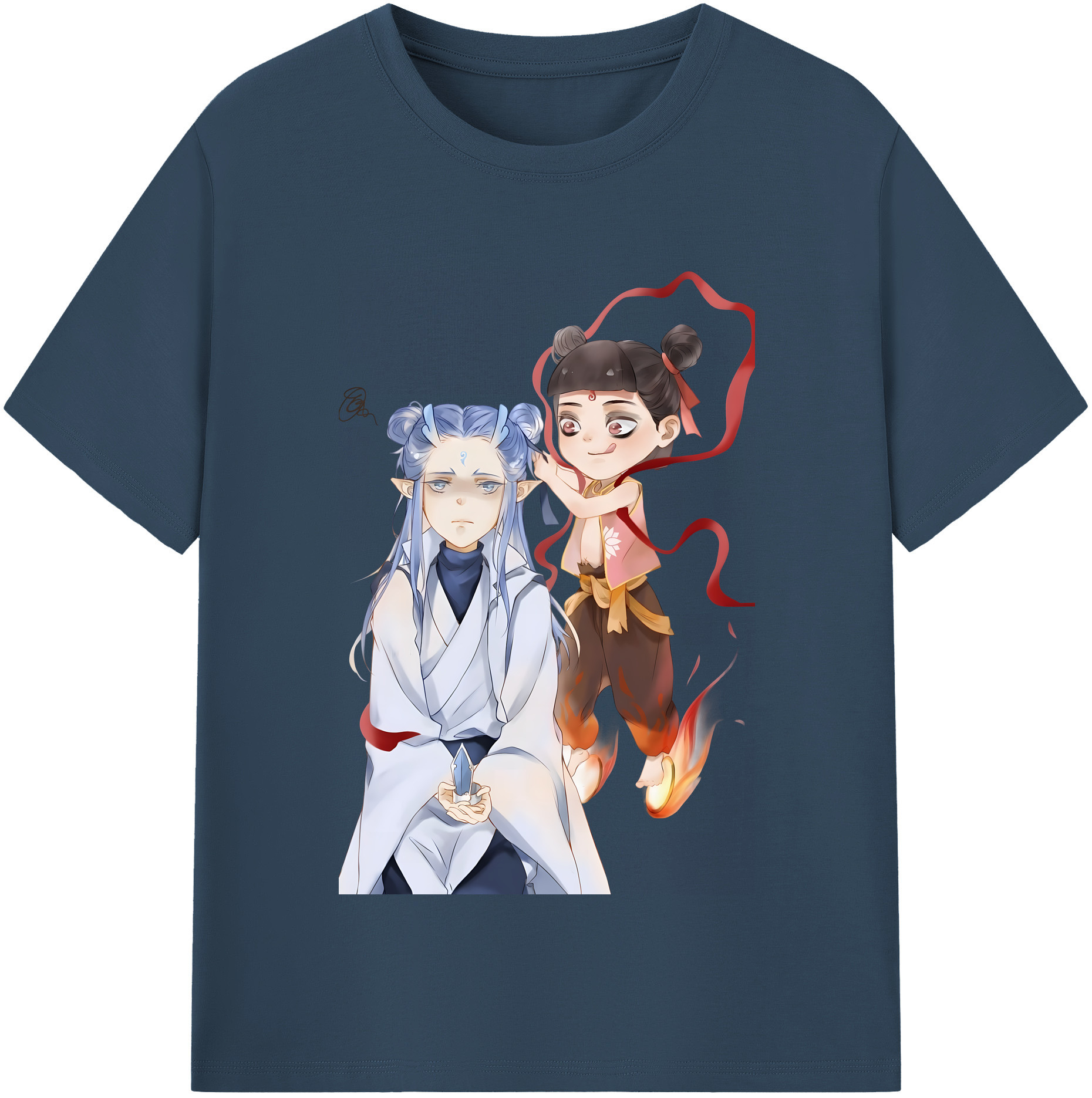 （画像用） Ne Zha 2 ナタ 魔童の大暴れ 綿100％半袖Tシャツ（フロントプリント）