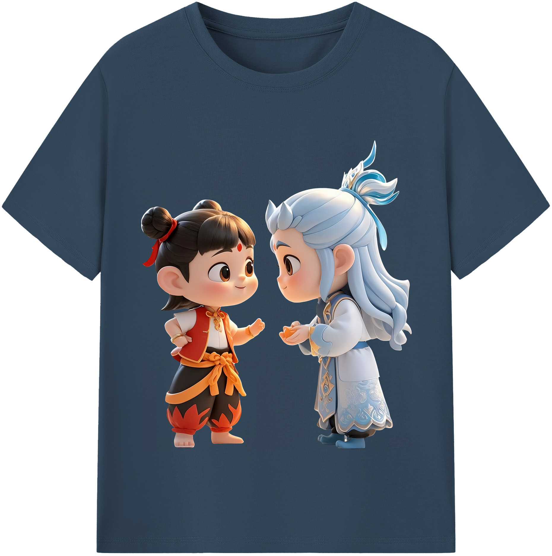 （画像用） Ne Zha 2 ナタ 魔童の大暴れ 綿100％半袖Tシャツ（フロントプリント）