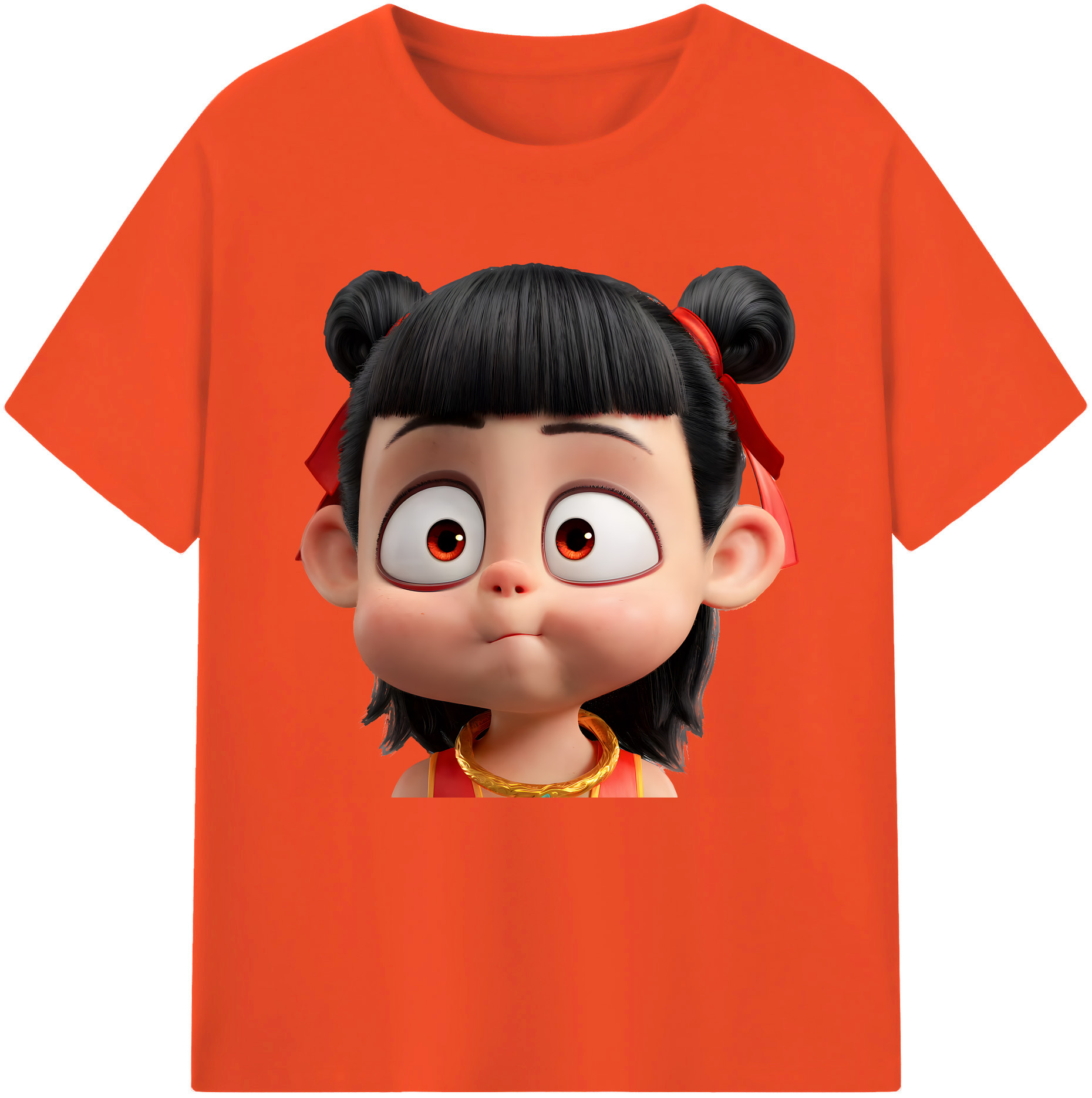 （画像用） Ne Zha 2 ナタ 魔童の大暴れ 綿100％半袖Tシャツ（フロントプリント）