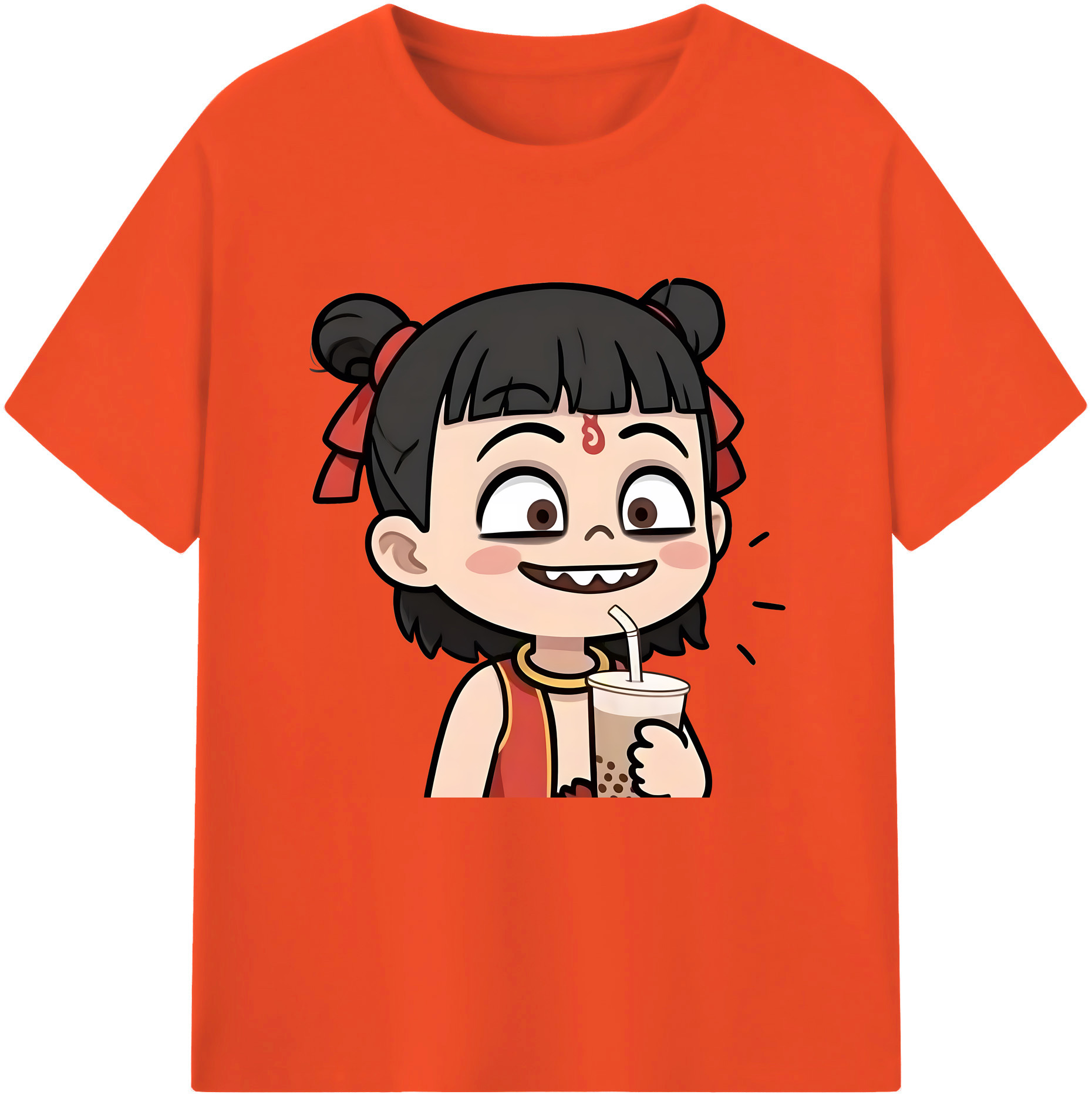（画像用） Ne Zha 2 ナタ 魔童の大暴れ 綿100％半袖Tシャツ（フロントプリント）