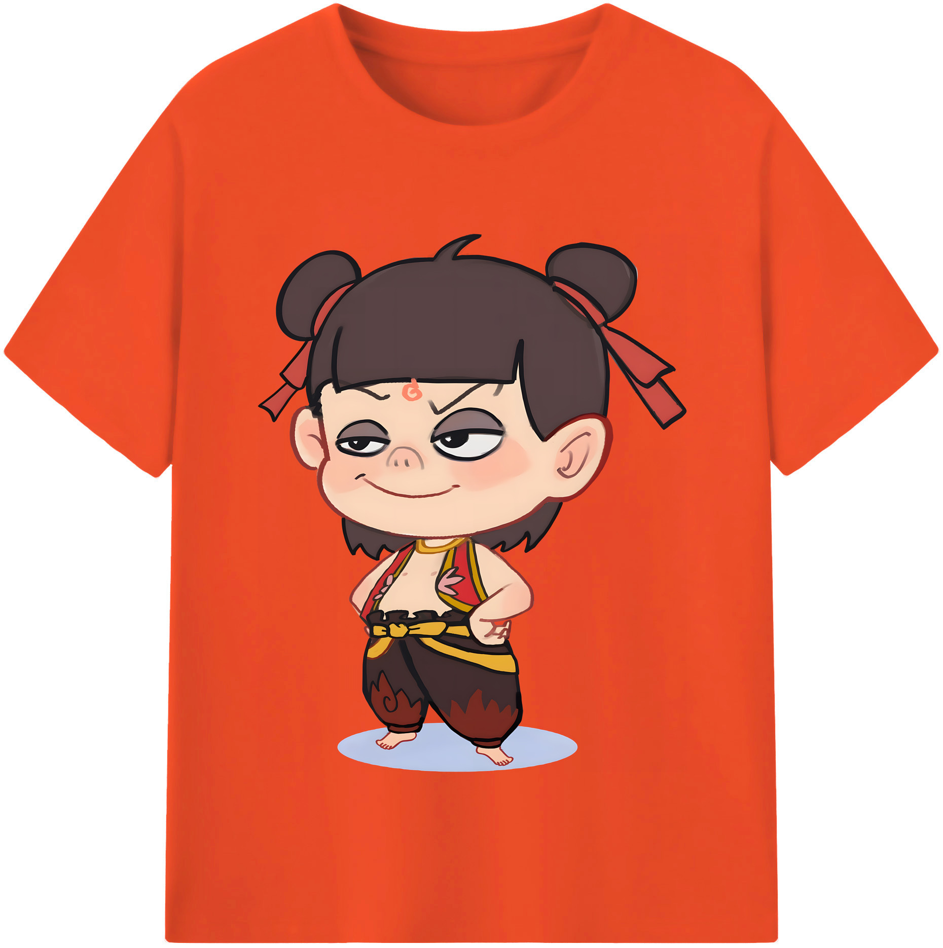 （画像用） Ne Zha 2 ナタ 魔童の大暴れ 綿100％半袖Tシャツ（フロントプリント）