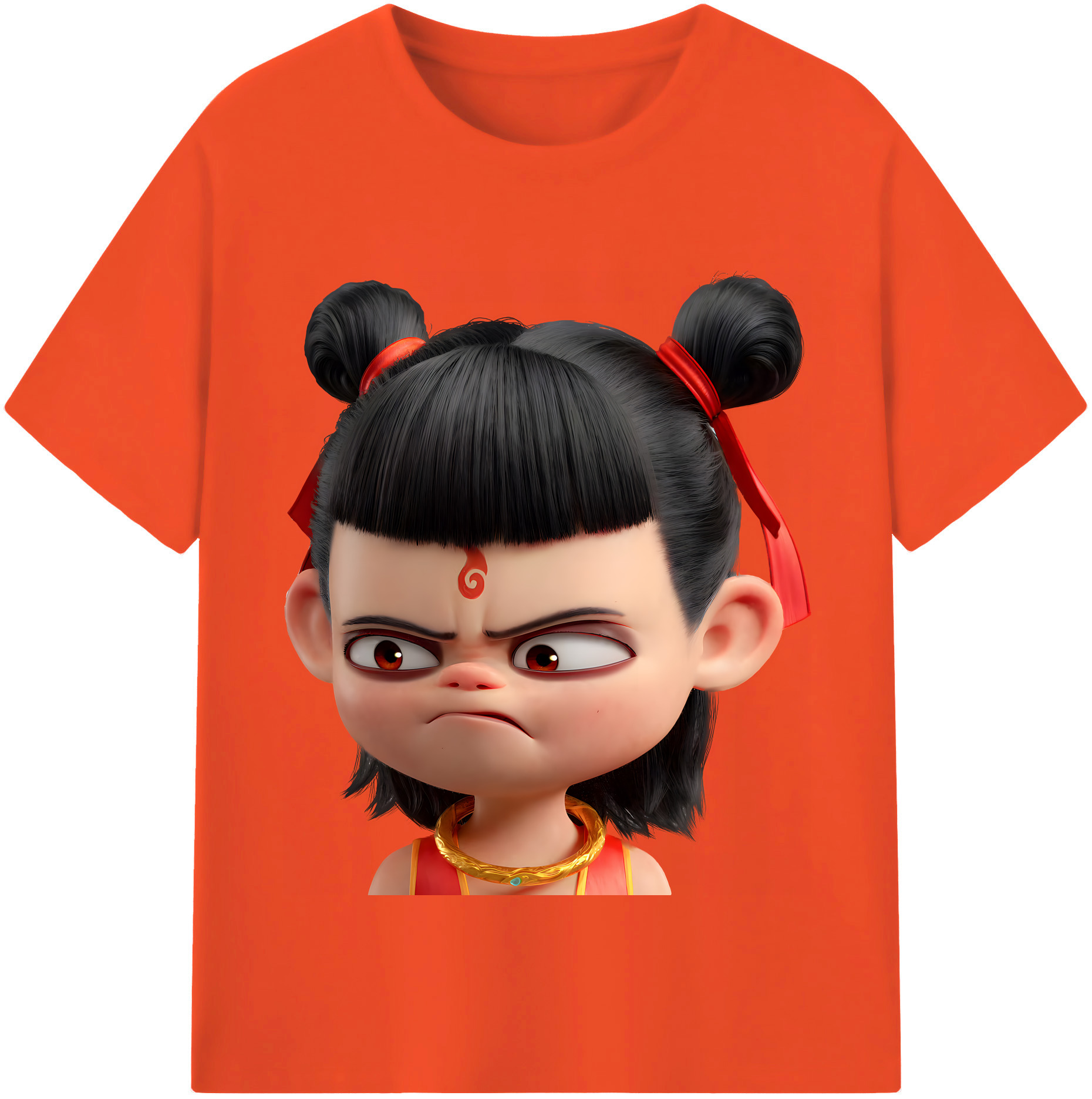 （画像用） Ne Zha 2 ナタ 魔童の大暴れ 綿100％半袖Tシャツ（フロントプリント）