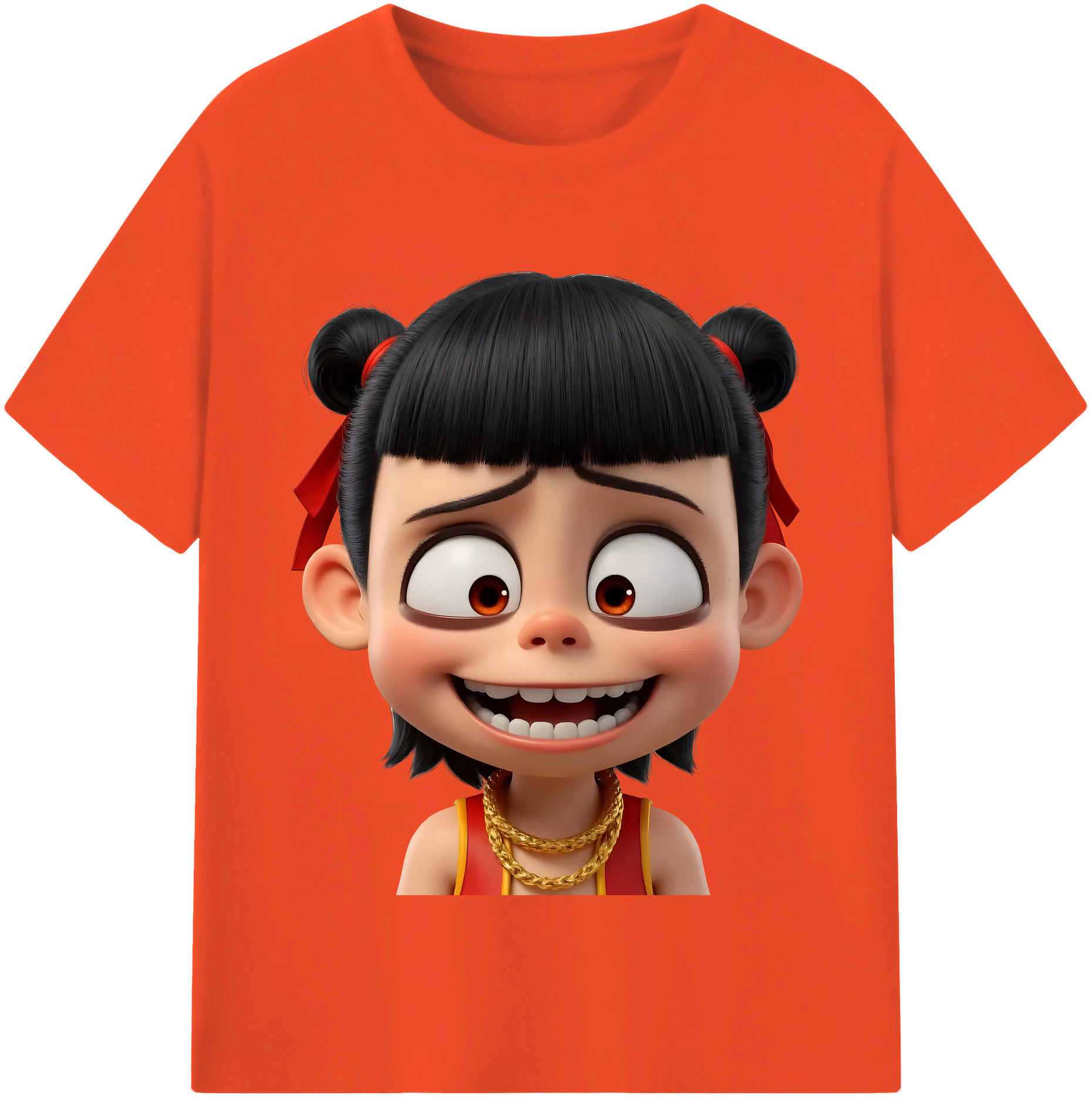 （画像用） Ne Zha 2 ナタ 魔童の大暴れ 綿100％半袖Tシャツ（フロントプリント）