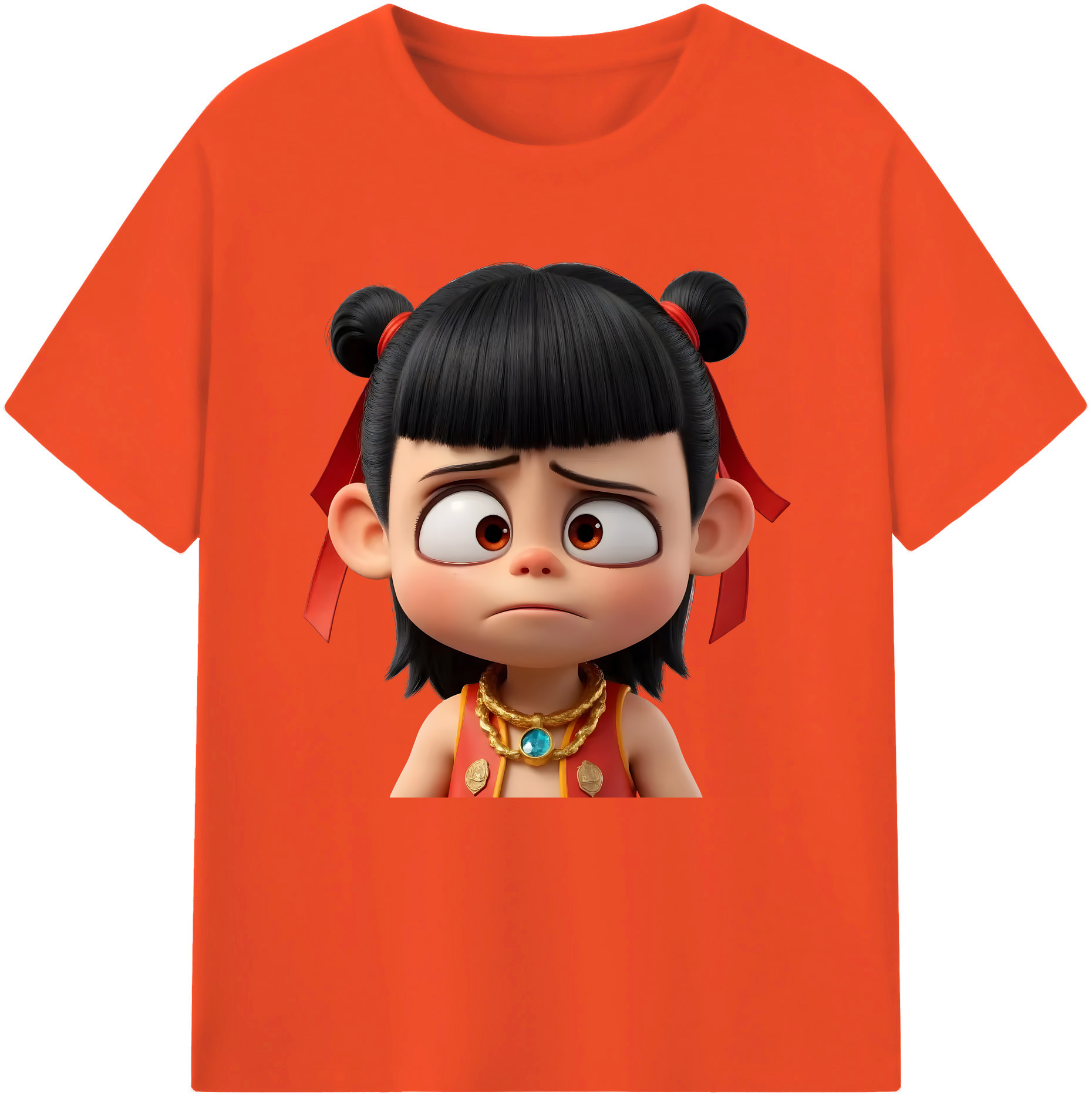 （画像用） Ne Zha 2 ナタ 魔童の大暴れ 綿100％半袖Tシャツ（フロントプリント）