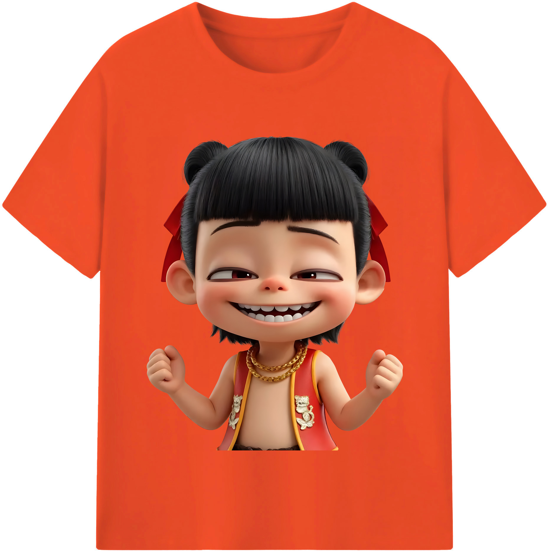 （画像用） Ne Zha 2 ナタ 魔童の大暴れ 綿100％半袖Tシャツ（フロントプリント）