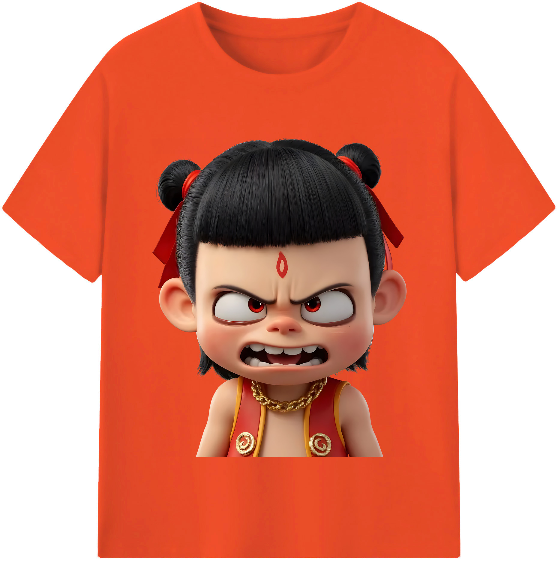 （画像用） Ne Zha 2 ナタ 魔童の大暴れ 綿100％半袖Tシャツ（フロントプリント）
