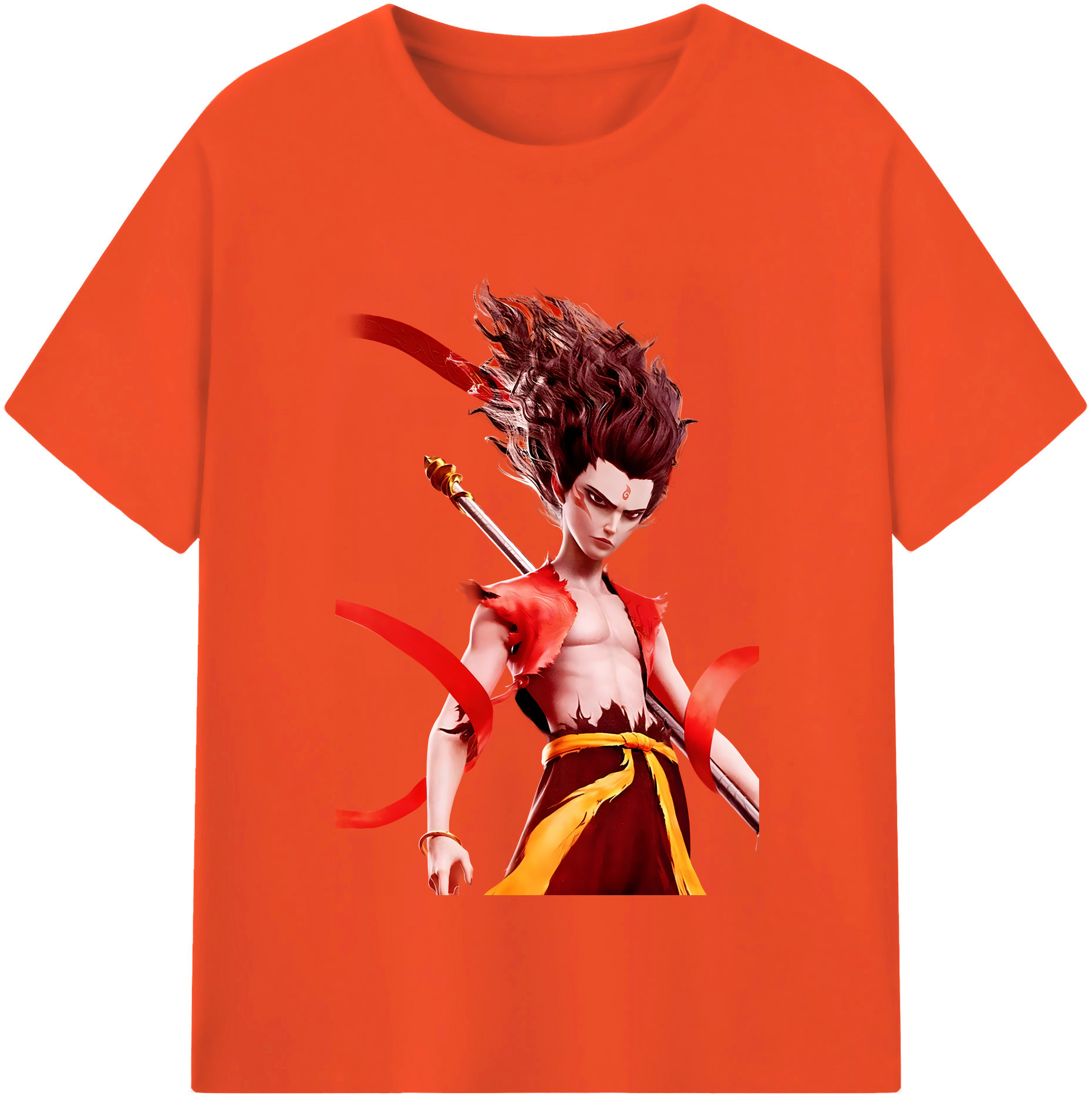 （画像用） Ne Zha 2 ナタ 魔童の大暴れ 綿100％半袖Tシャツ（フロントプリント）