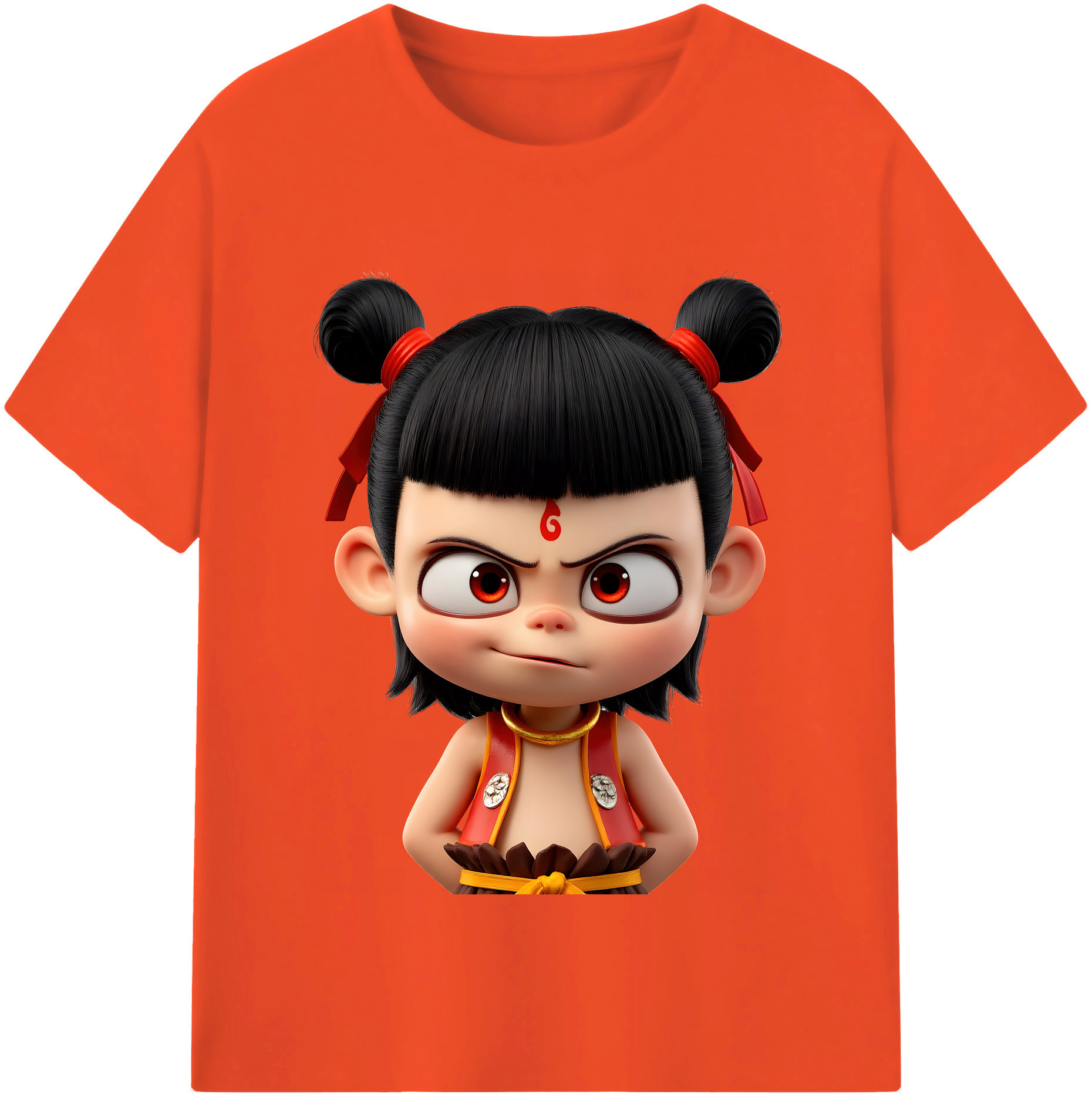 （画像用） Ne Zha 2 ナタ 魔童の大暴れ 綿100％半袖Tシャツ（フロントプリント）