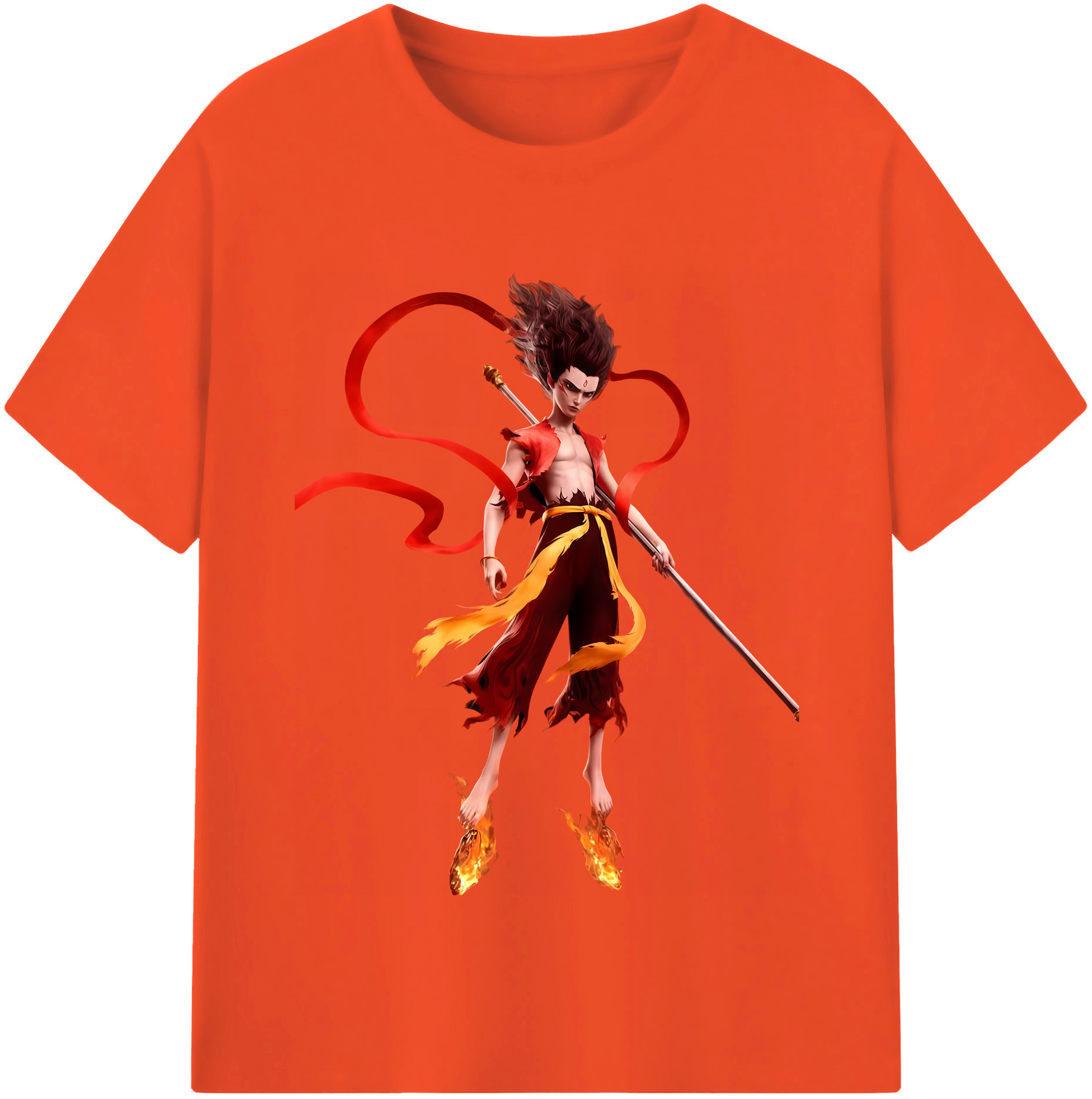 （画像用） Ne Zha 2 ナタ 魔童の大暴れ 綿100％半袖Tシャツ（フロントプリント）