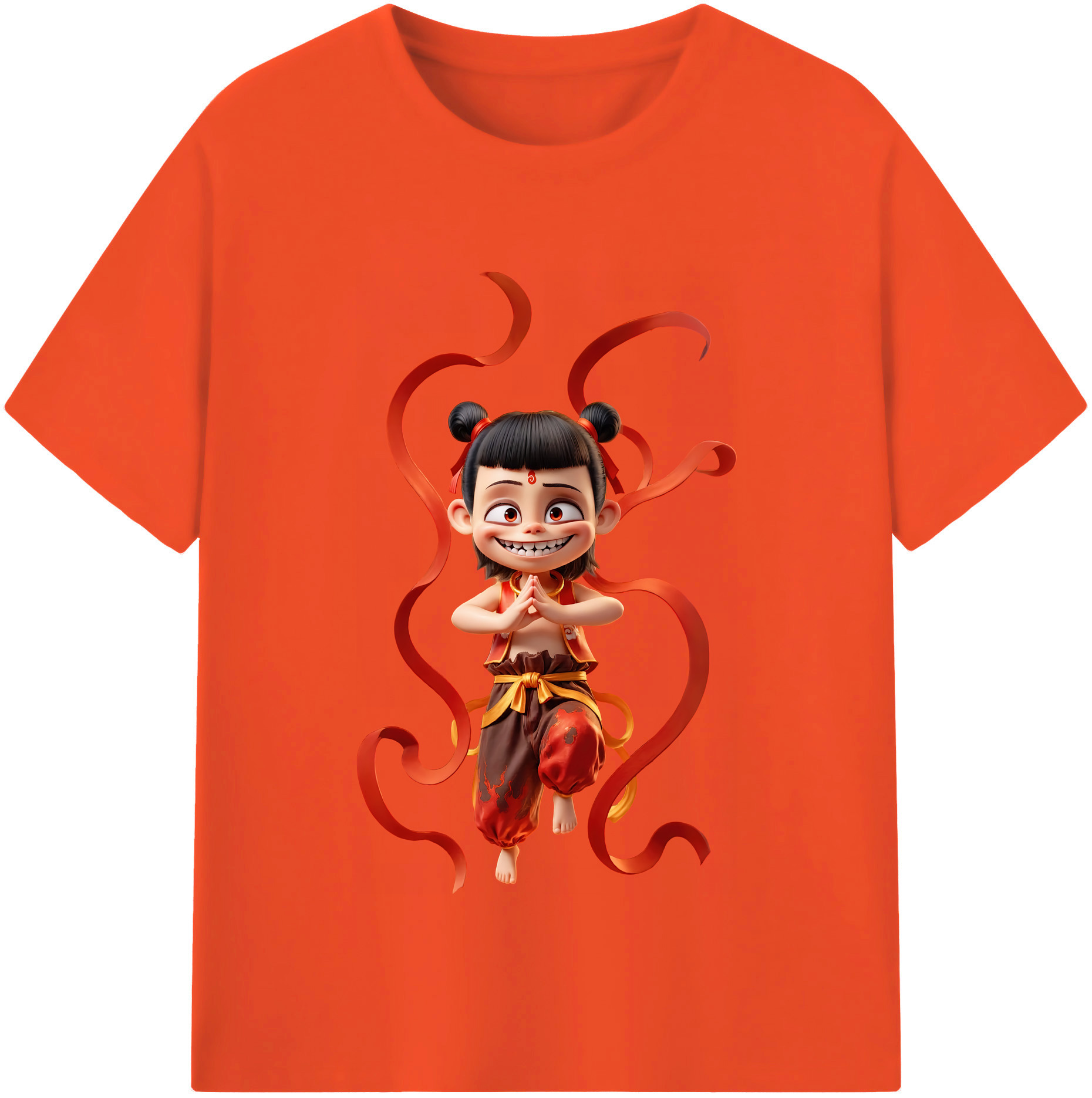 （画像用） Ne Zha 2 ナタ 魔童の大暴れ 綿100％半袖Tシャツ（フロントプリント）