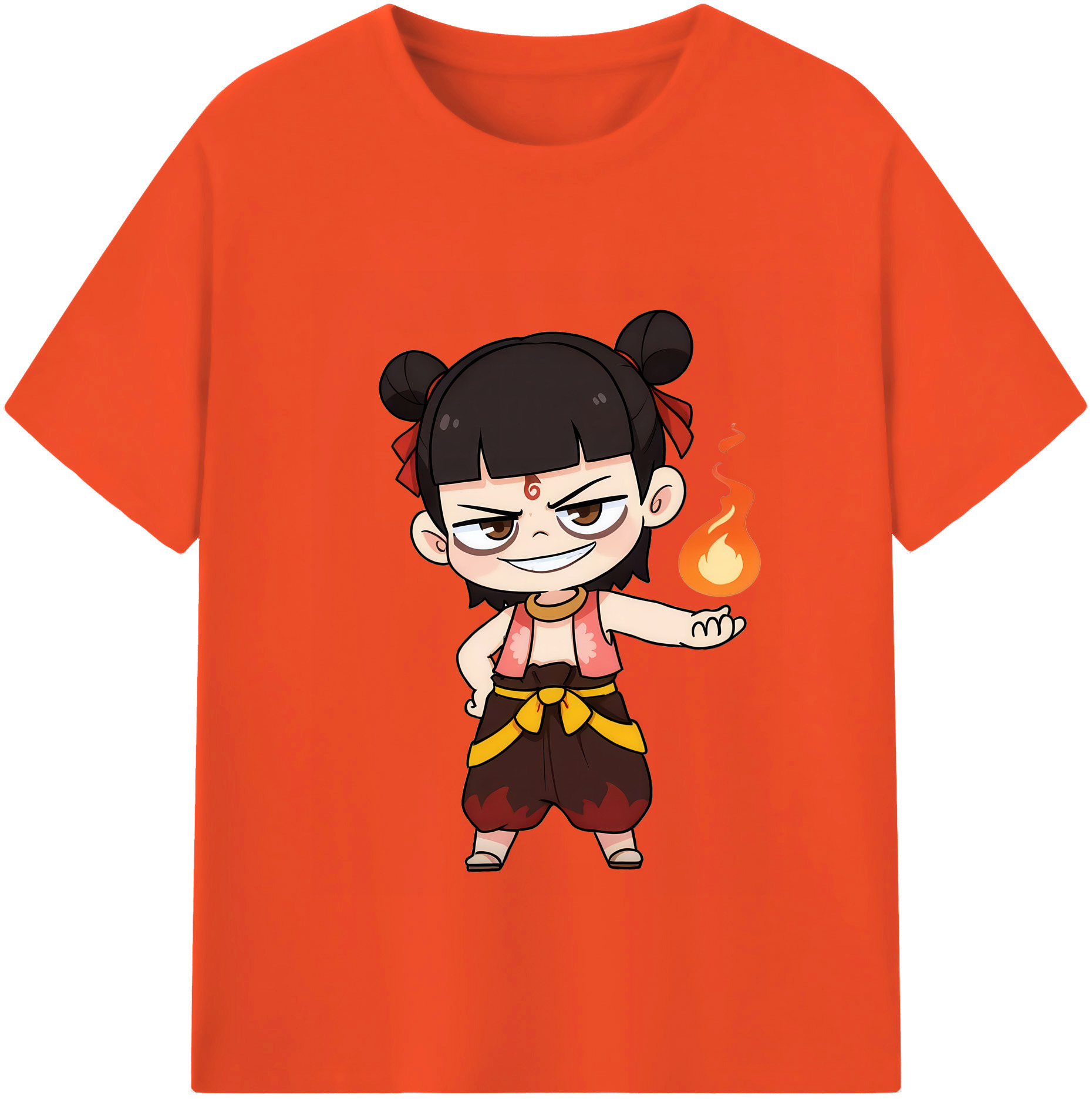 （画像用） Ne Zha 2 ナタ 魔童の大暴れ 綿100％半袖Tシャツ（フロントプリント）