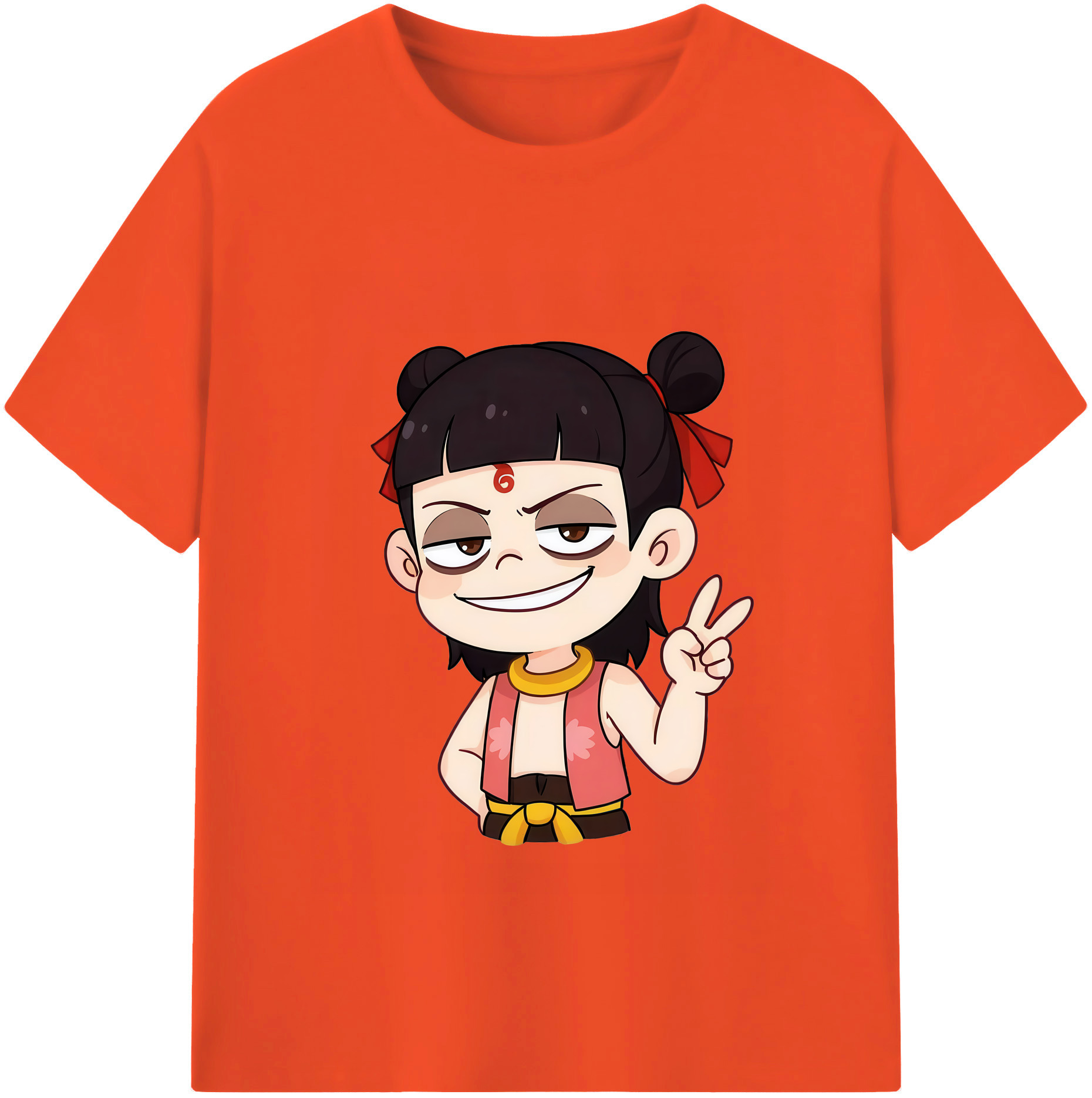 （画像用） Ne Zha 2 ナタ 魔童の大暴れ 綿100％半袖Tシャツ（フロントプリント）