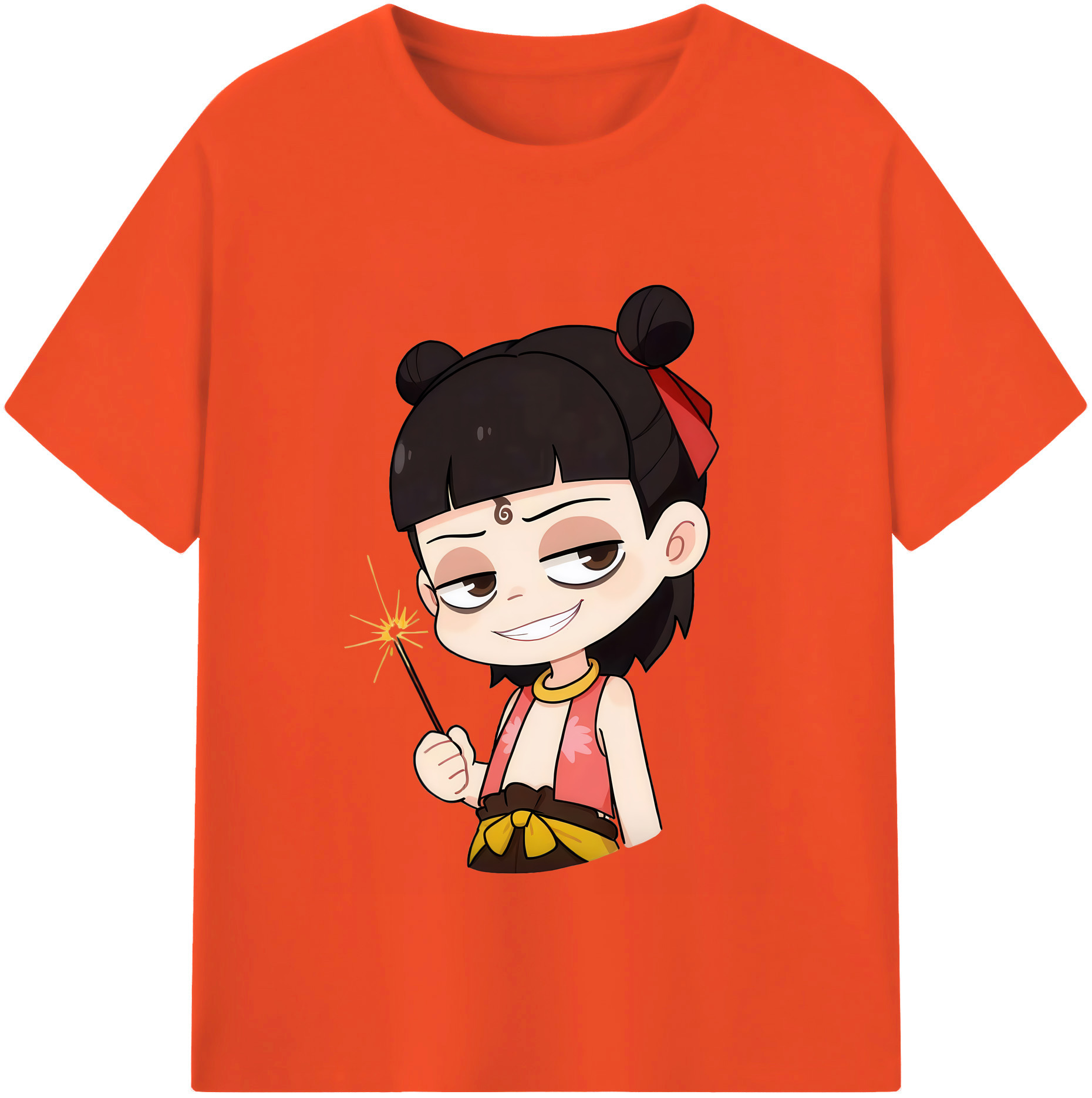 （画像用） Ne Zha 2 ナタ 魔童の大暴れ 綿100％半袖Tシャツ（フロントプリント）