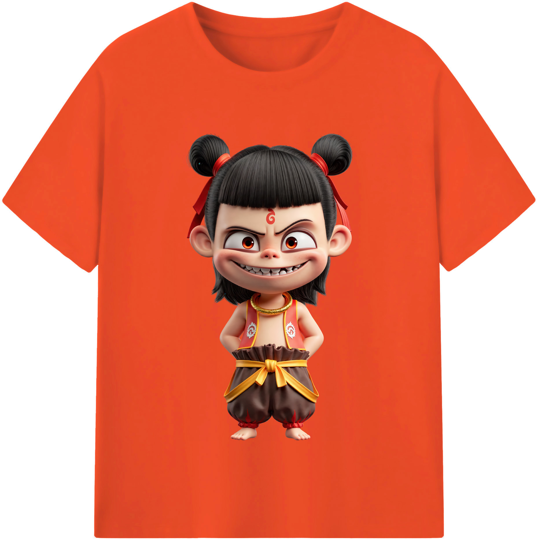 （画像用） Ne Zha 2 ナタ 魔童の大暴れ 綿100％半袖Tシャツ（フロントプリント）