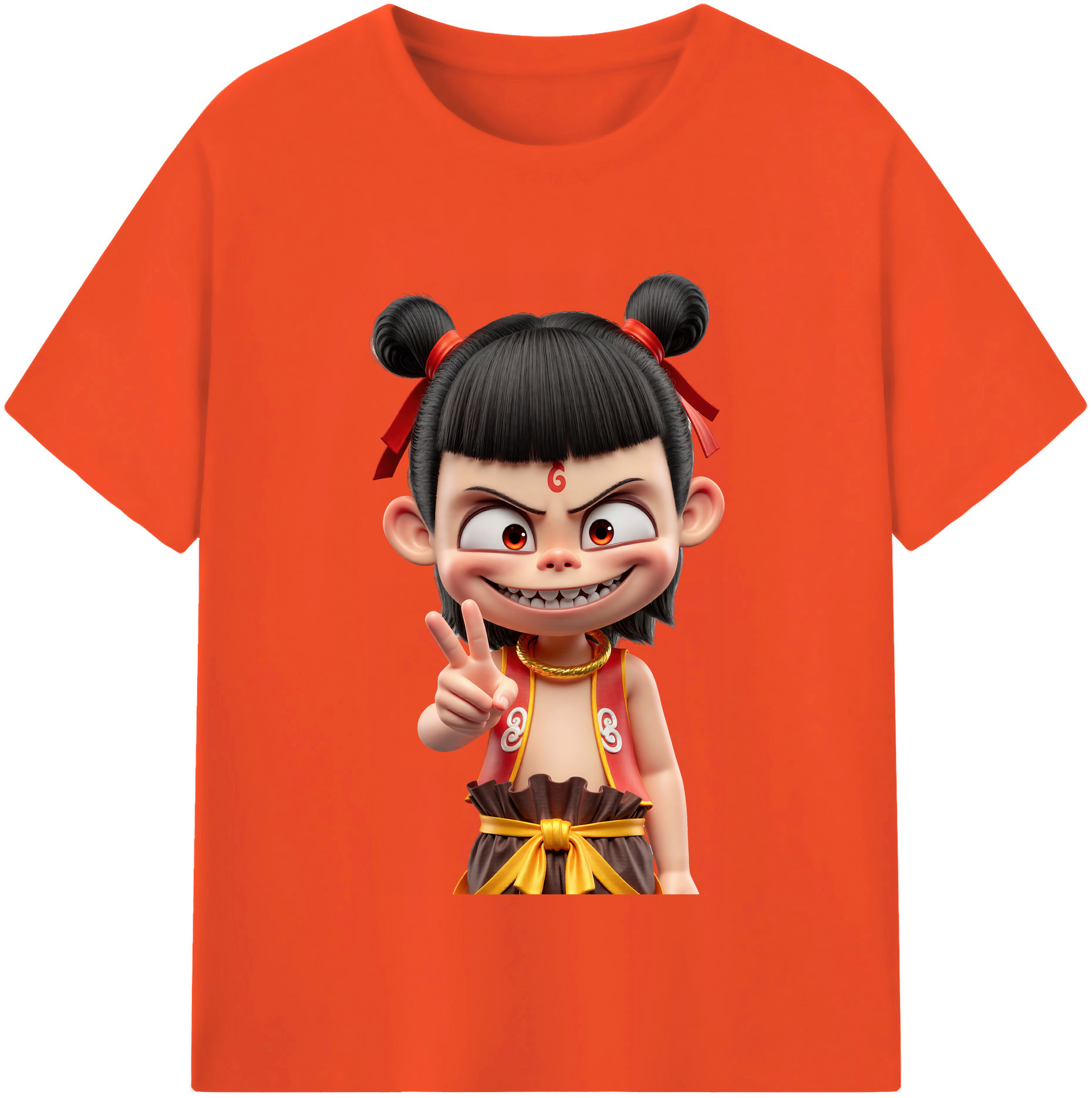 （画像用） Ne Zha 2 ナタ 魔童の大暴れ 綿100％半袖Tシャツ（フロントプリント）