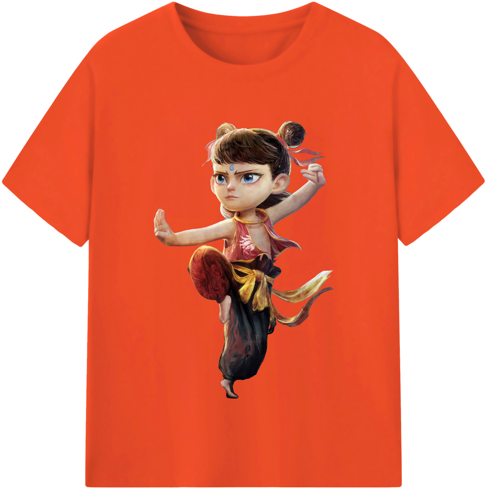 （画像用） Ne Zha 2 ナタ 魔童の大暴れ 綿100％半袖Tシャツ（フロントプリント）