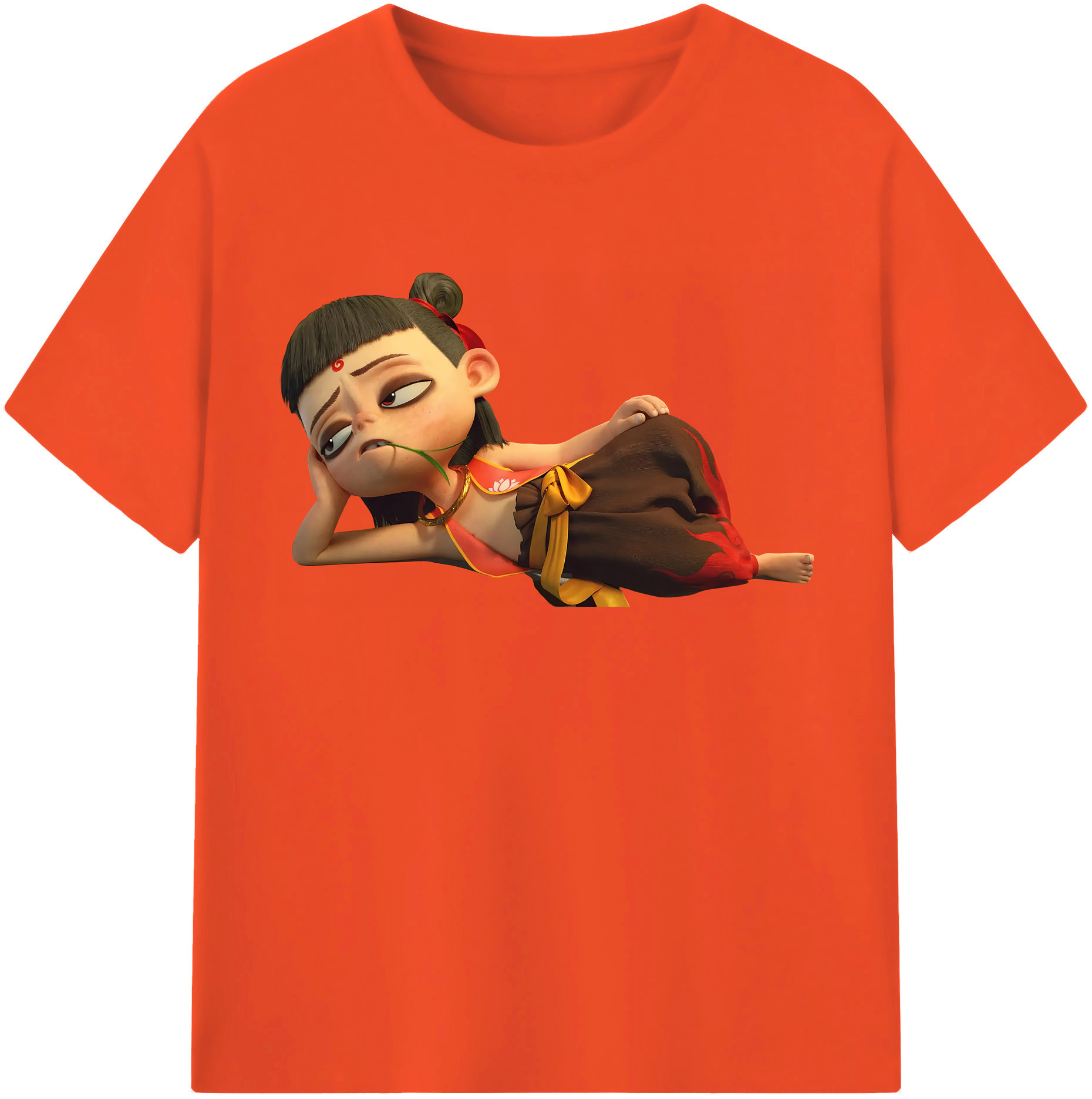 （画像用） Ne Zha 2 ナタ 魔童の大暴れ 綿100％半袖Tシャツ（フロントプリント）