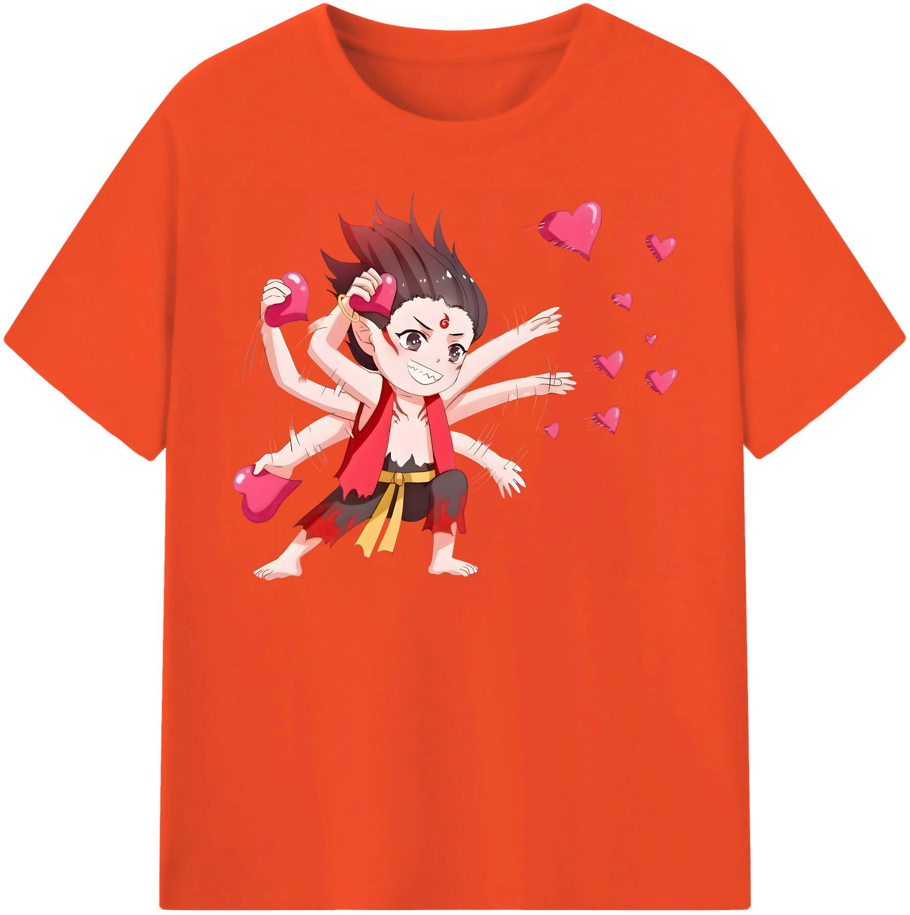 （画像用） Ne Zha 2 ナタ 魔童の大暴れ 綿100％半袖Tシャツ（フロントプリント）