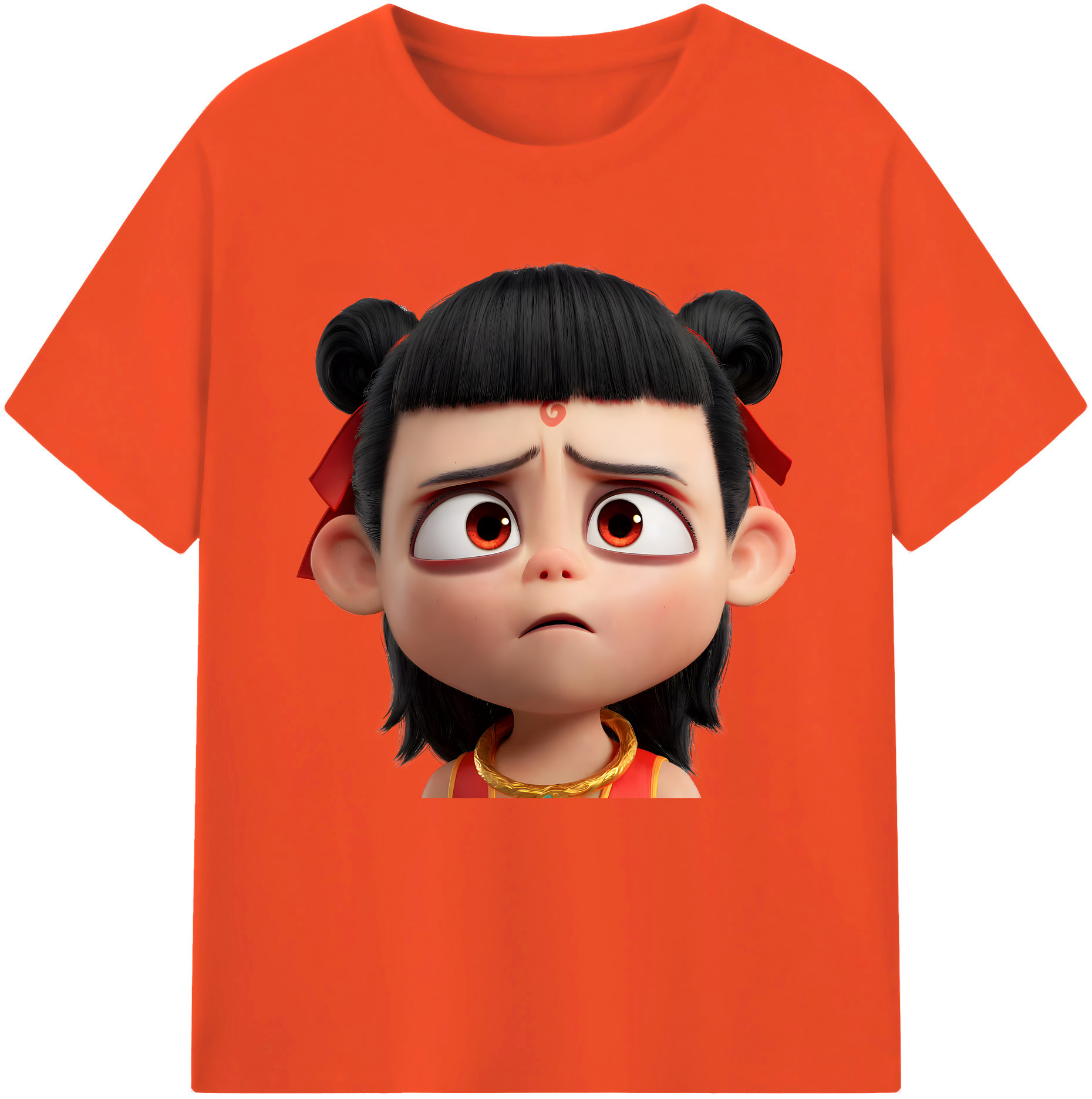 （画像用） Ne Zha 2 ナタ 魔童の大暴れ 綿100％半袖Tシャツ（フロントプリント）