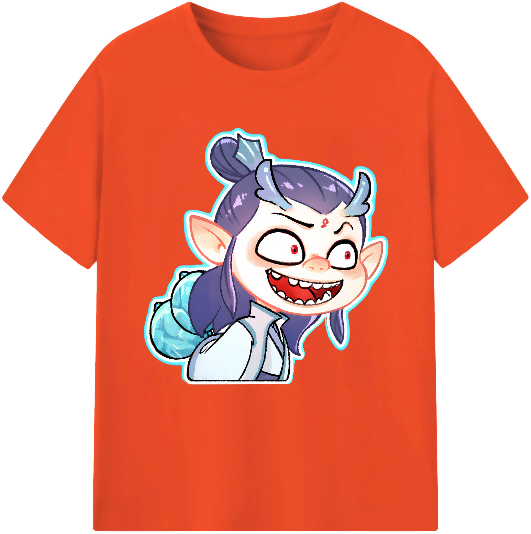 （画像用） Ne Zha 2 ナタ 魔童の大暴れ 綿100％半袖Tシャツ（フロントプリント）