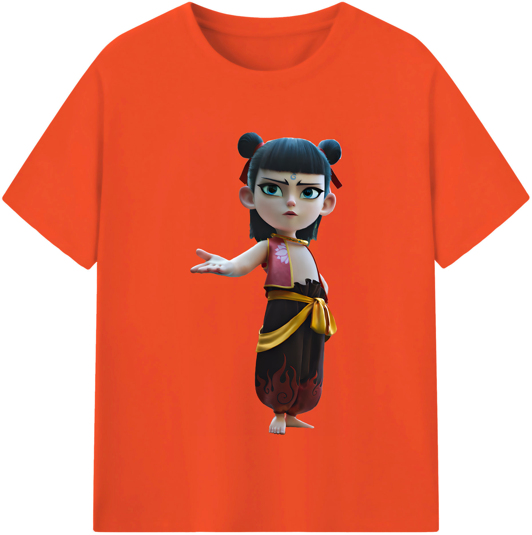 （画像用） Ne Zha 2 ナタ 魔童の大暴れ 綿100％半袖Tシャツ（フロントプリント）