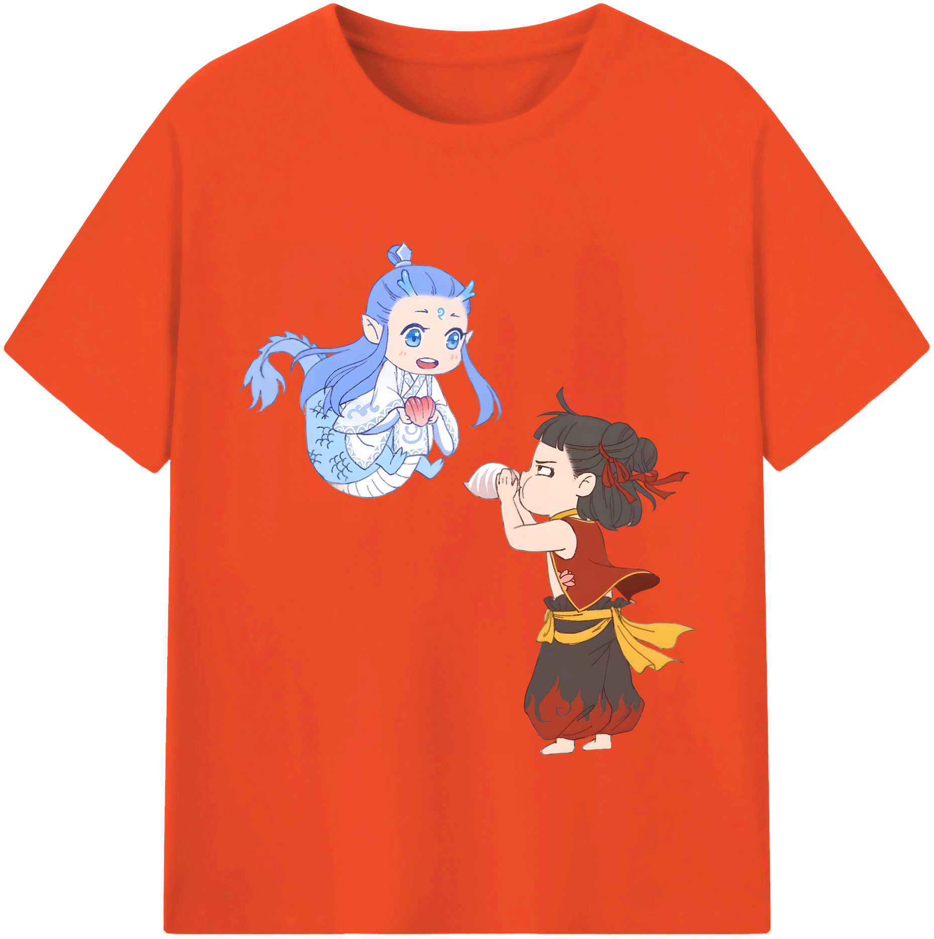 （画像用） Ne Zha 2 ナタ 魔童の大暴れ 綿100％半袖Tシャツ（フロントプリント）