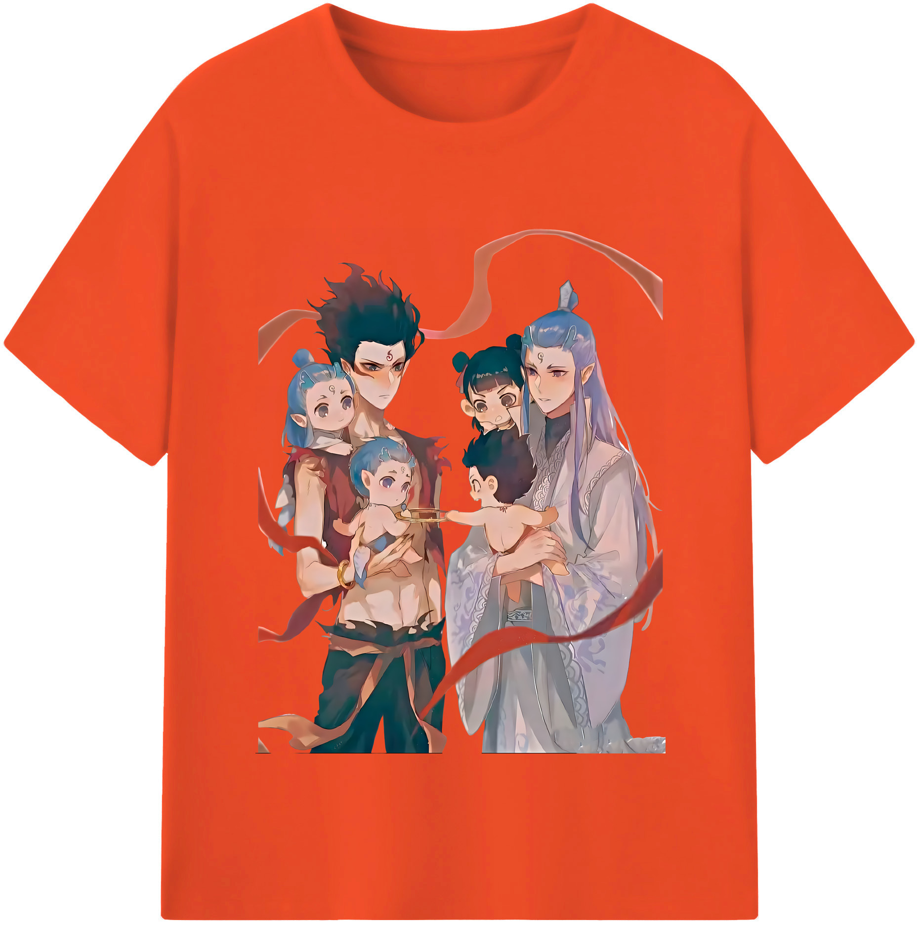 （画像用） Ne Zha 2 ナタ 魔童の大暴れ 綿100％半袖Tシャツ（フロントプリント）