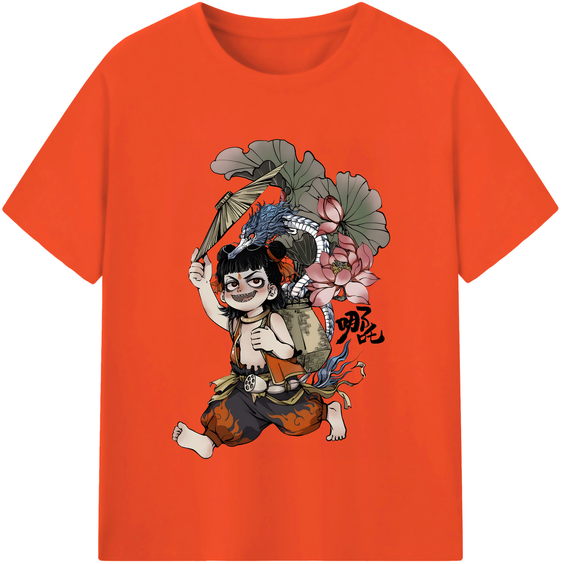 （画像用） Ne Zha 2 ナタ 魔童の大暴れ 綿100％半袖Tシャツ（フロントプリント）