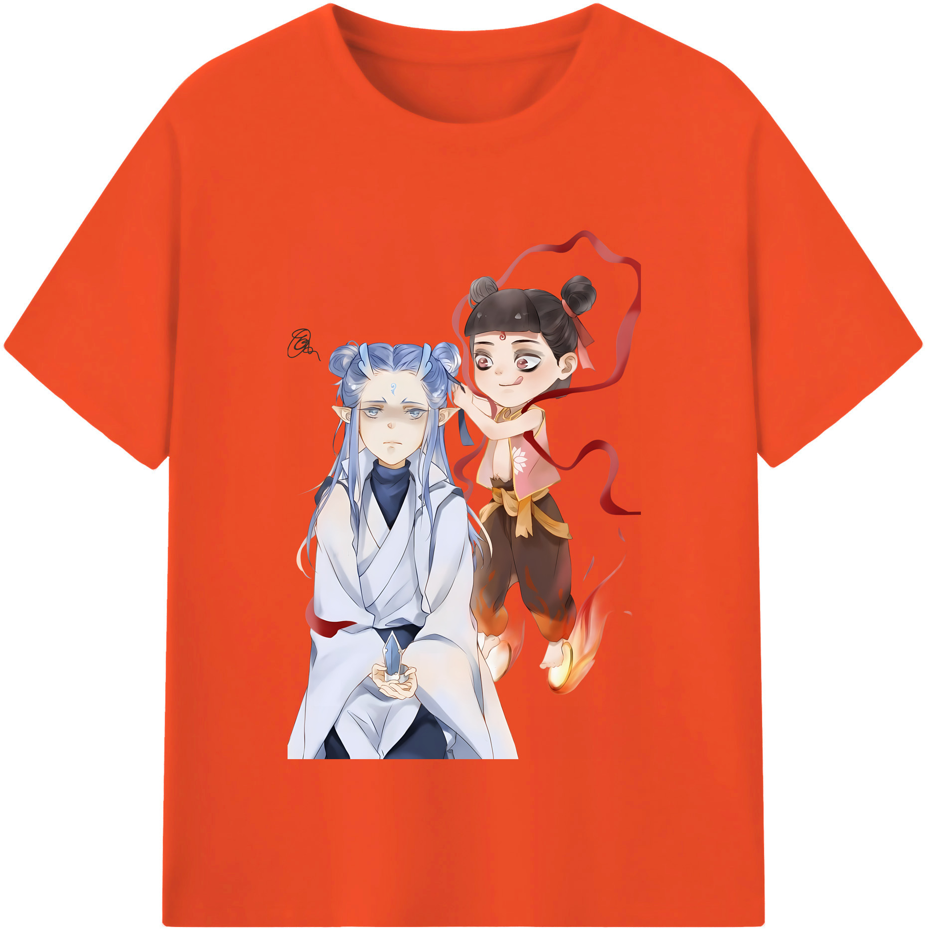 （画像用） Ne Zha 2 ナタ 魔童の大暴れ 綿100％半袖Tシャツ（フロントプリント）