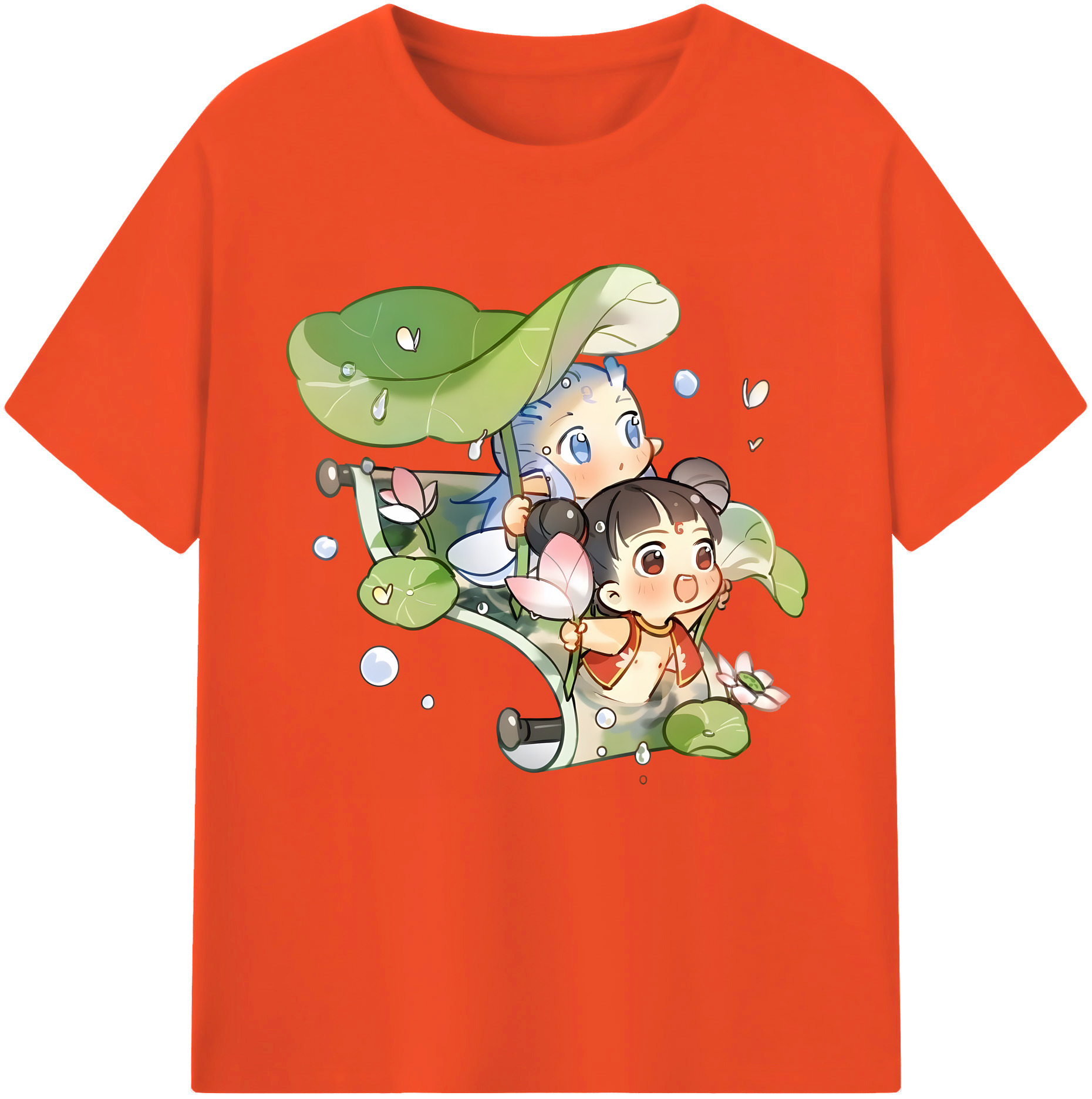 （画像用） Ne Zha 2 ナタ 魔童の大暴れ 綿100％半袖Tシャツ（フロントプリント）