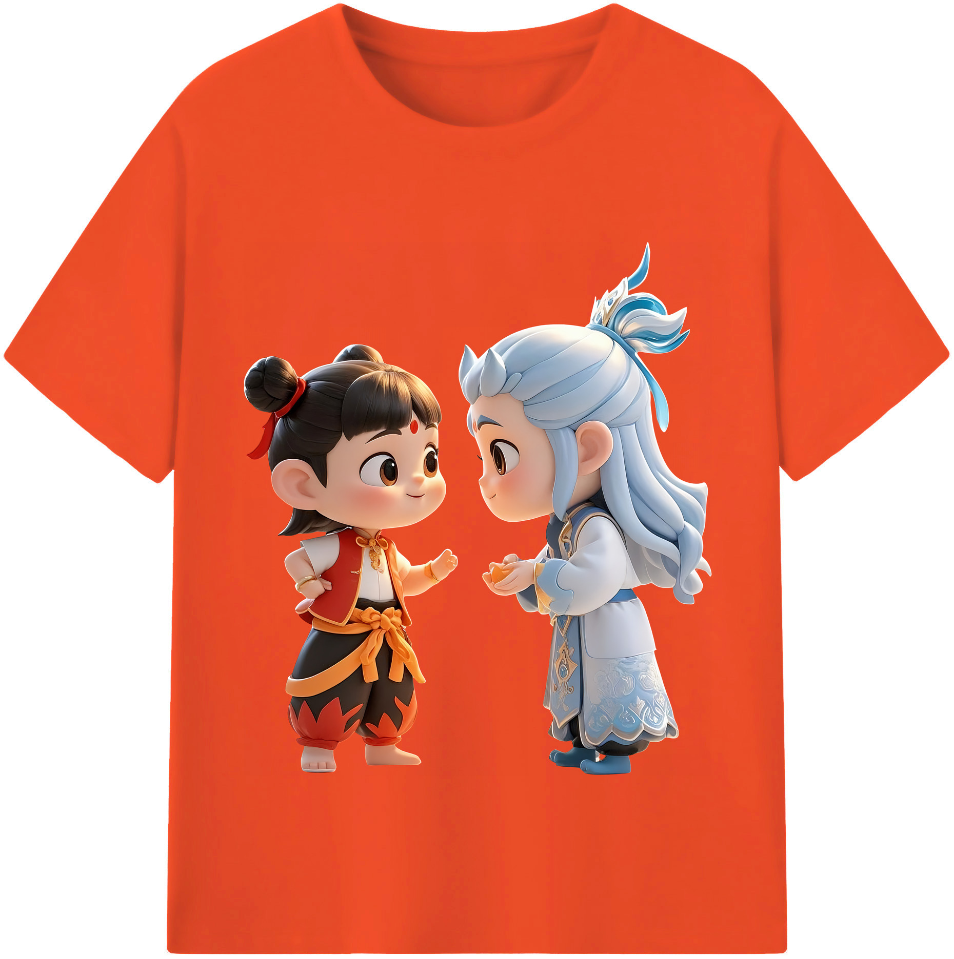 （画像用） Ne Zha 2 ナタ 魔童の大暴れ 綿100％半袖Tシャツ（フロントプリント）