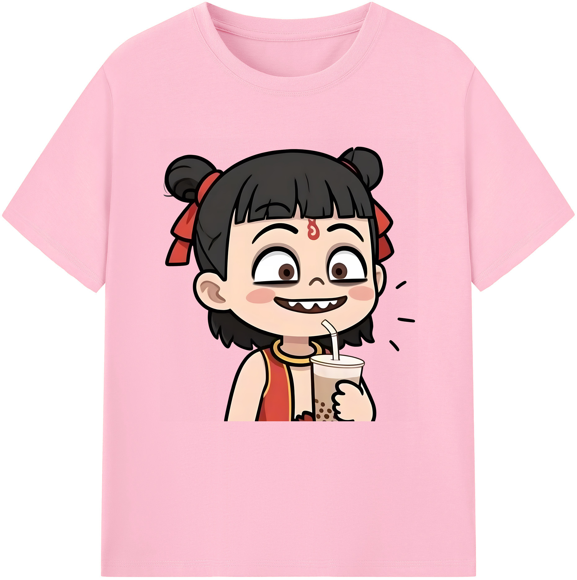 （画像用） Ne Zha 2 ナタ 魔童の大暴れ 綿100％半袖Tシャツ（フロントプリント）