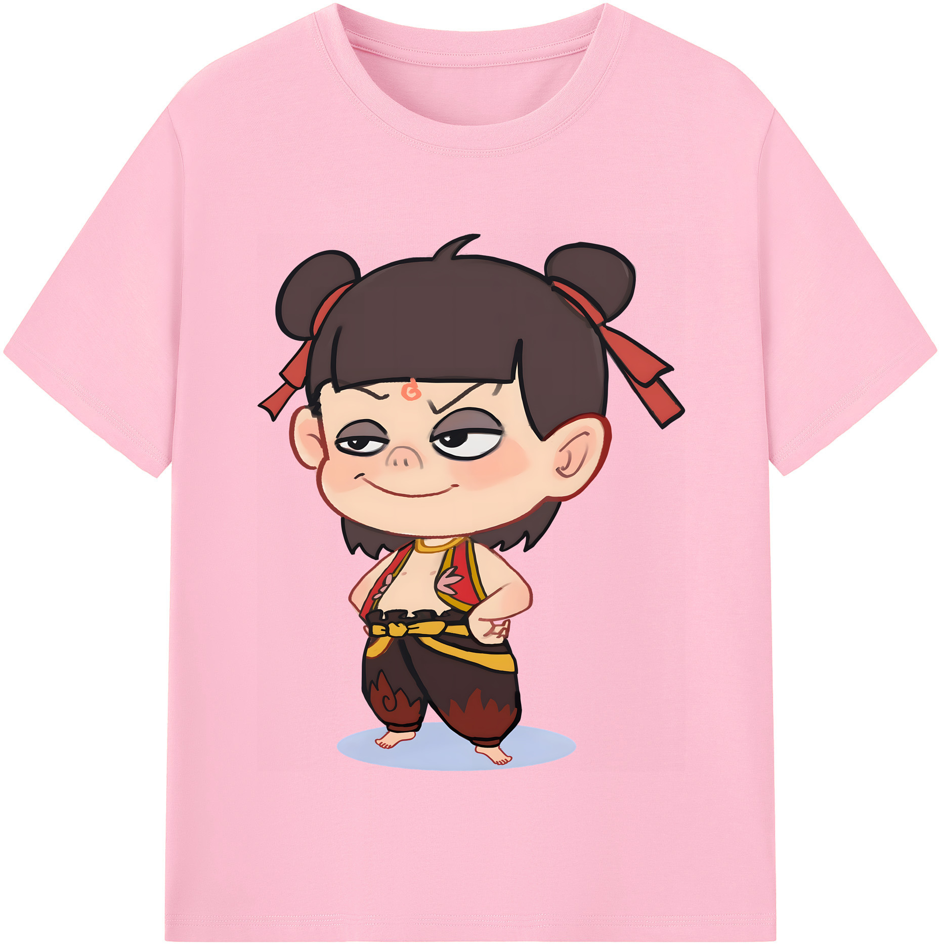 （画像用） Ne Zha 2 ナタ 魔童の大暴れ 綿100％半袖Tシャツ（フロントプリント）