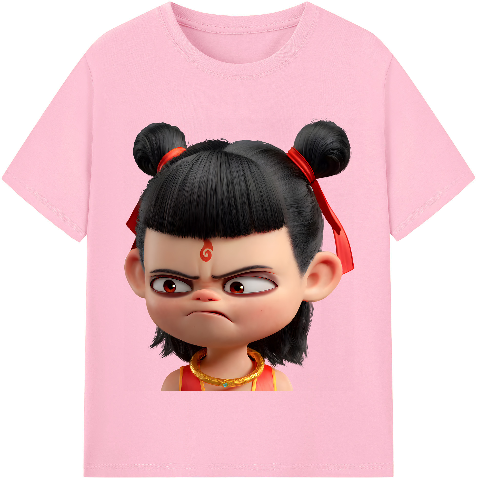（画像用） Ne Zha 2 ナタ 魔童の大暴れ 綿100％半袖Tシャツ（フロントプリント）