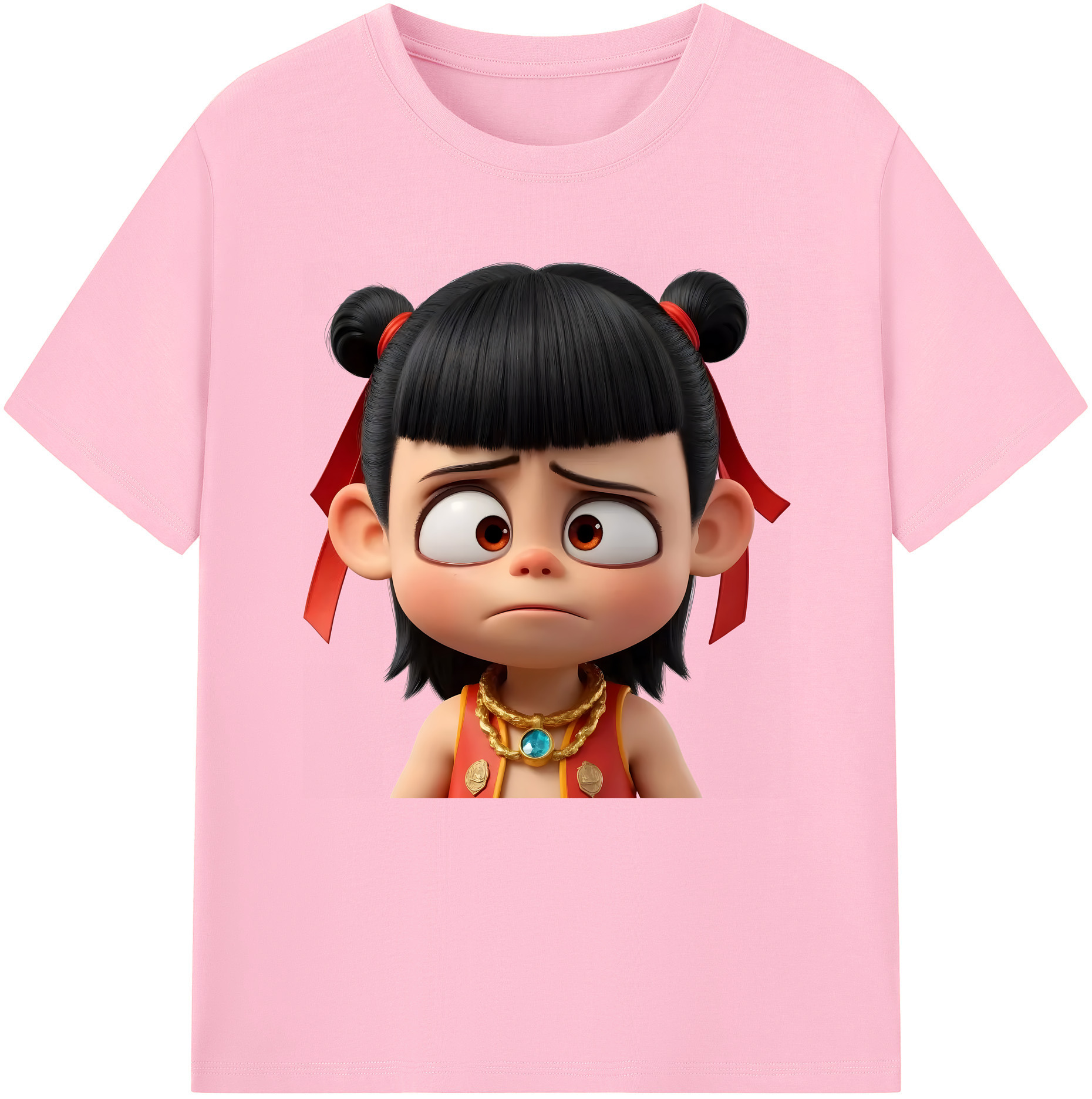 （画像用） Ne Zha 2 ナタ 魔童の大暴れ 綿100％半袖Tシャツ（フロントプリント）