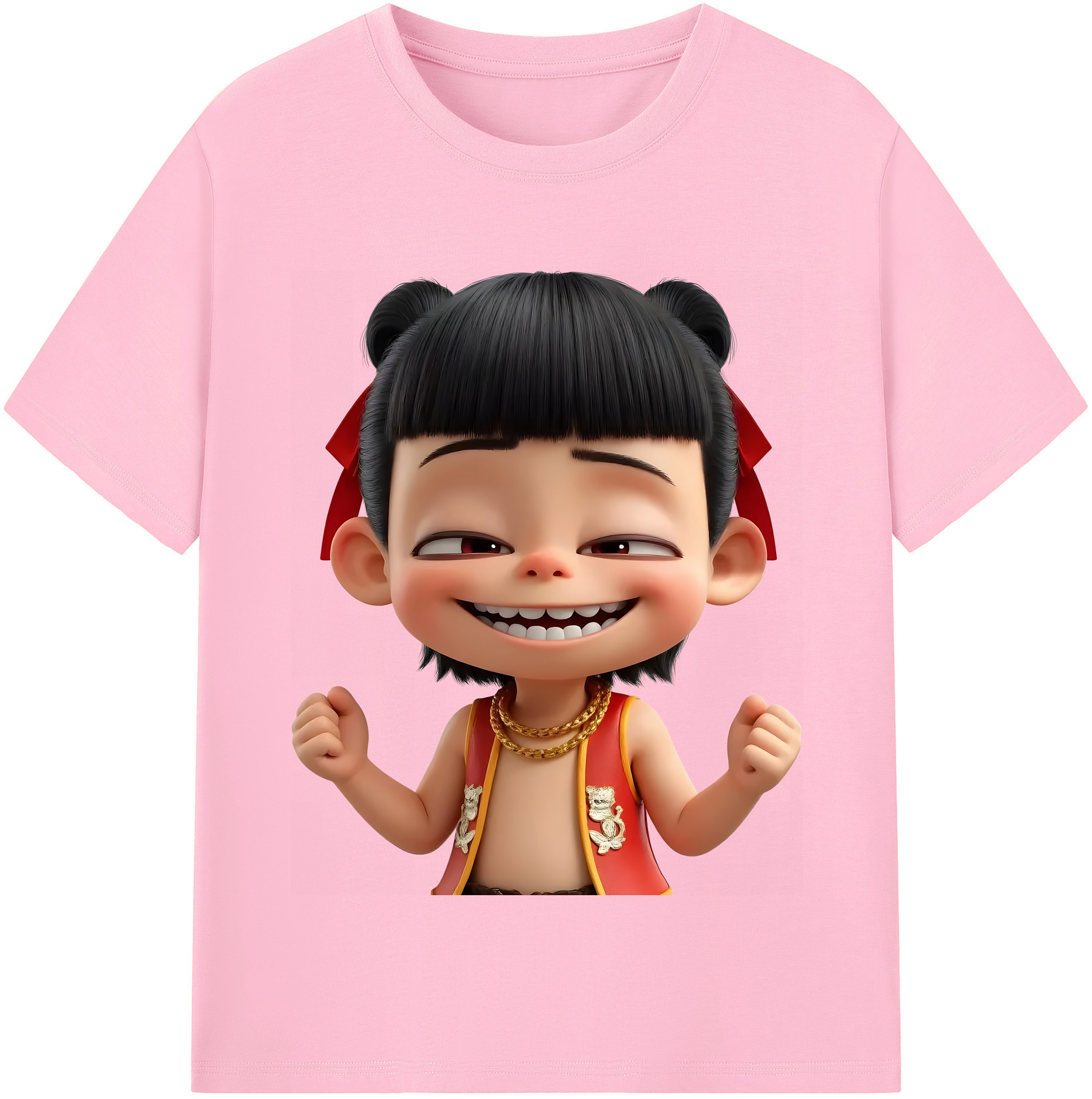 （画像用） Ne Zha 2 ナタ 魔童の大暴れ 綿100％半袖Tシャツ（フロントプリント）