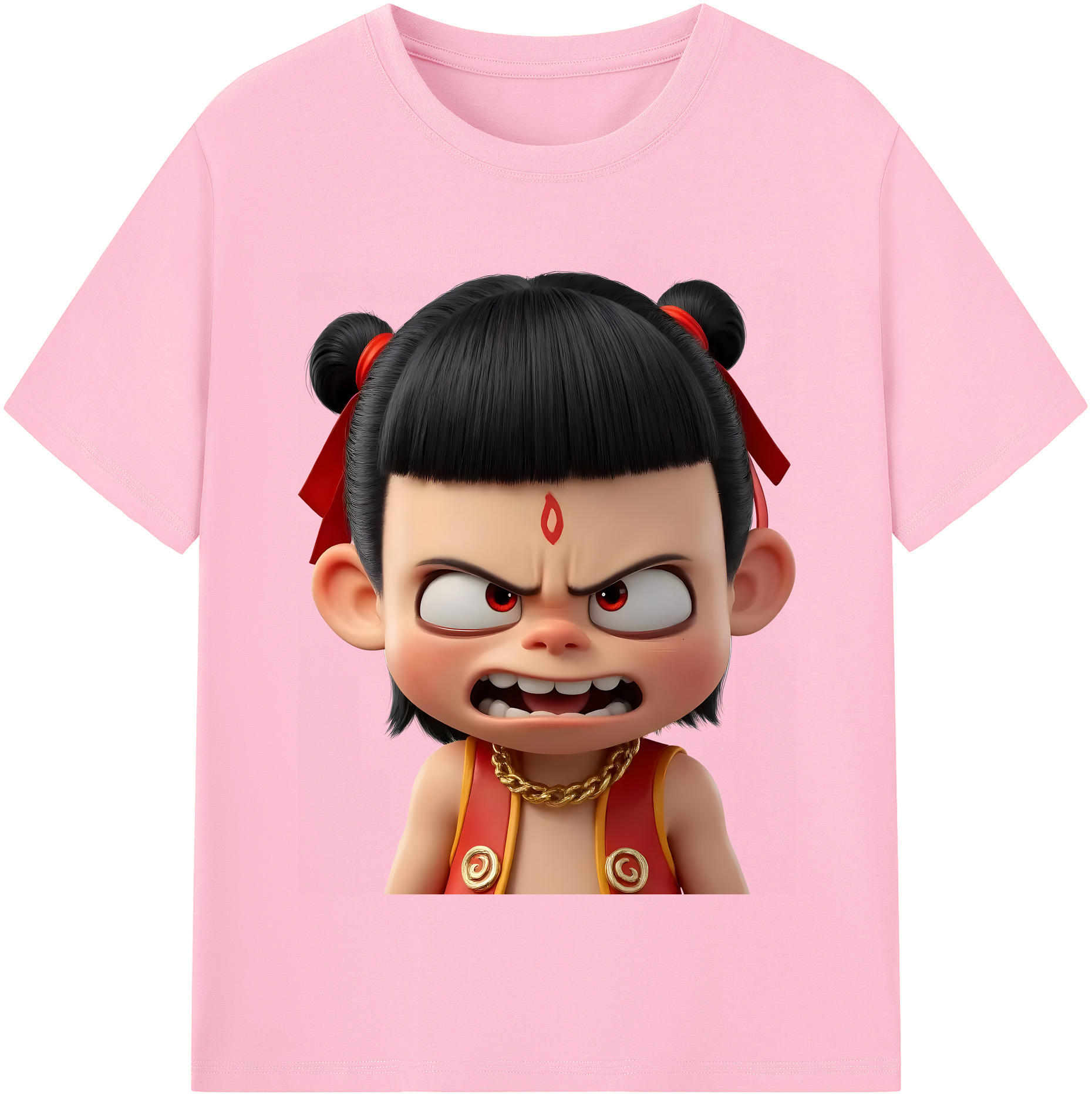（画像用） Ne Zha 2 ナタ 魔童の大暴れ 綿100％半袖Tシャツ（フロントプリント）