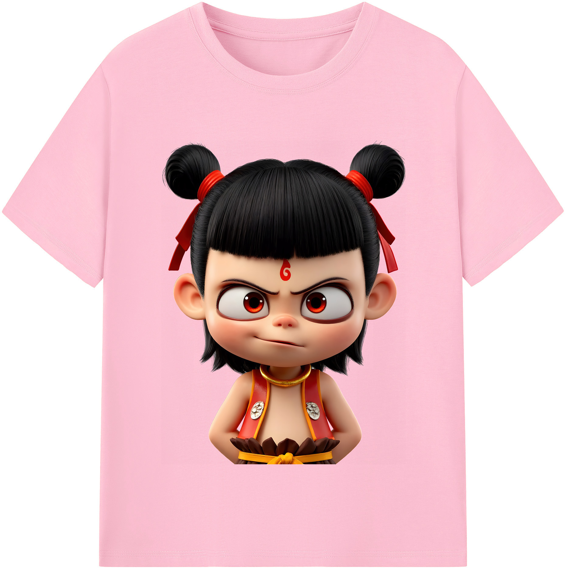 （画像用） Ne Zha 2 ナタ 魔童の大暴れ 綿100％半袖Tシャツ（フロントプリント）