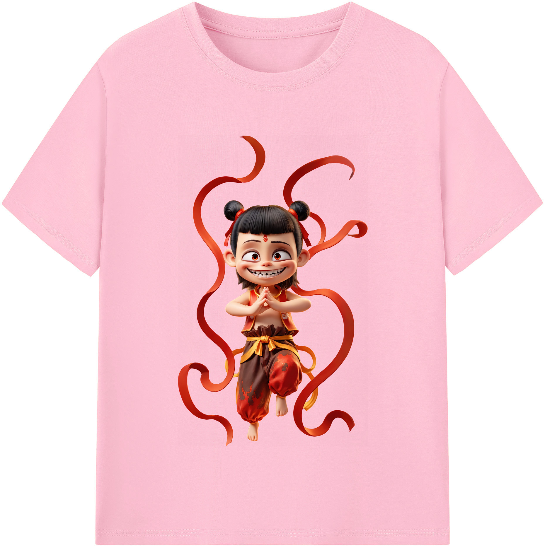 （画像用） Ne Zha 2 ナタ 魔童の大暴れ 綿100％半袖Tシャツ（フロントプリント）