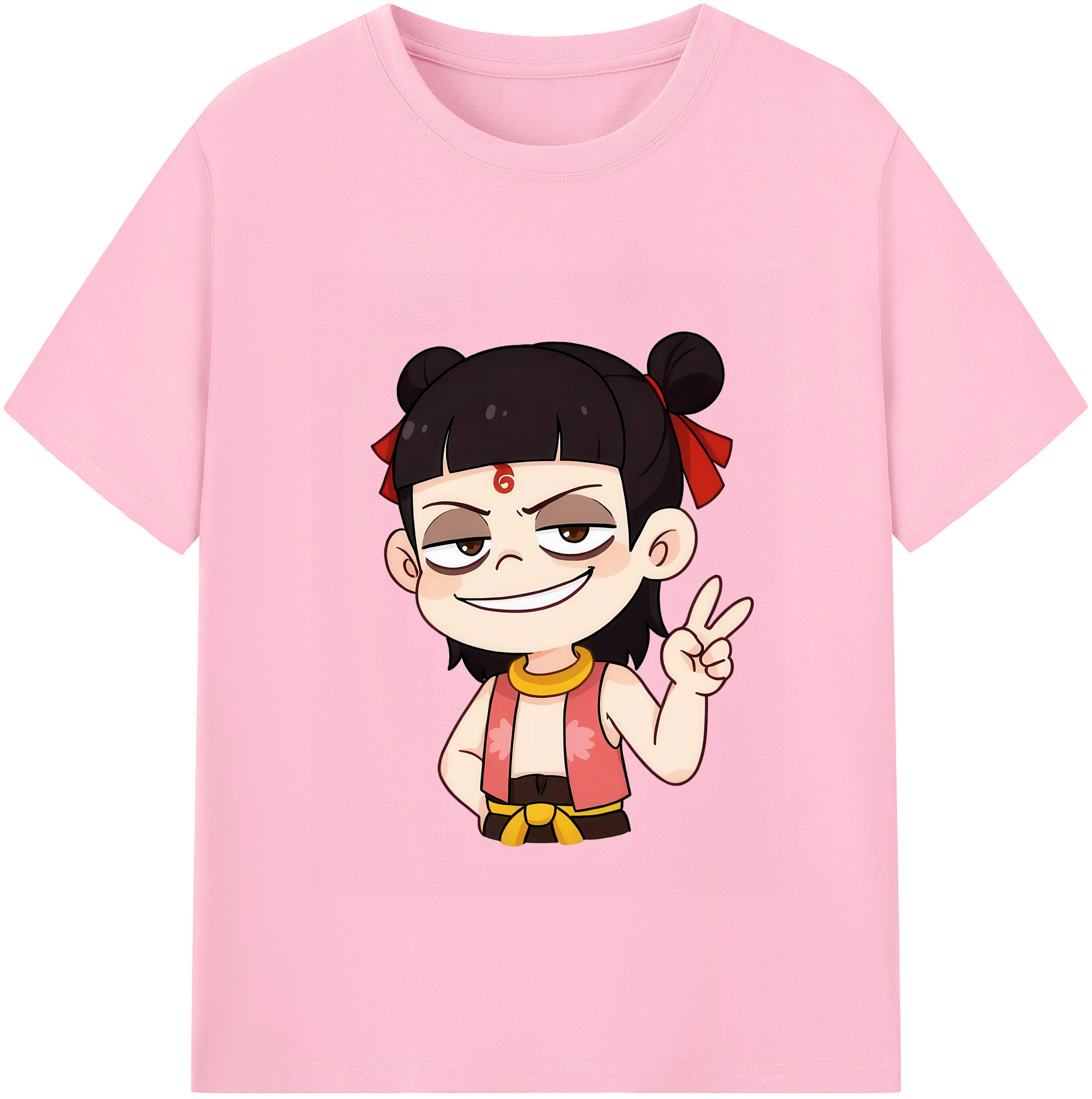 （画像用） Ne Zha 2 ナタ 魔童の大暴れ 綿100％半袖Tシャツ（フロントプリント）