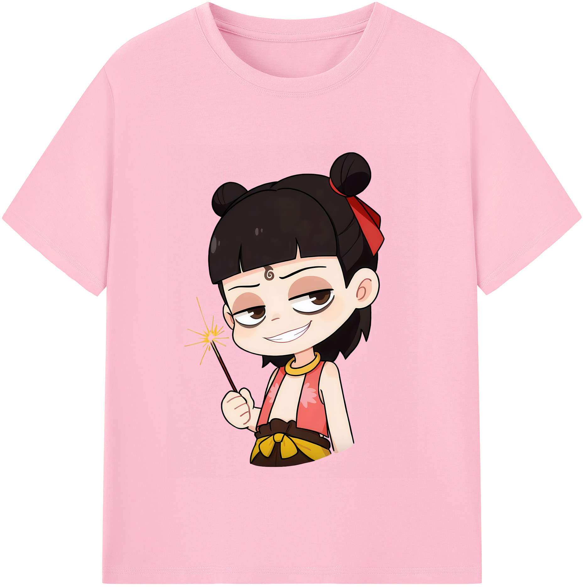 （画像用） Ne Zha 2 ナタ 魔童の大暴れ 綿100％半袖Tシャツ（フロントプリント）