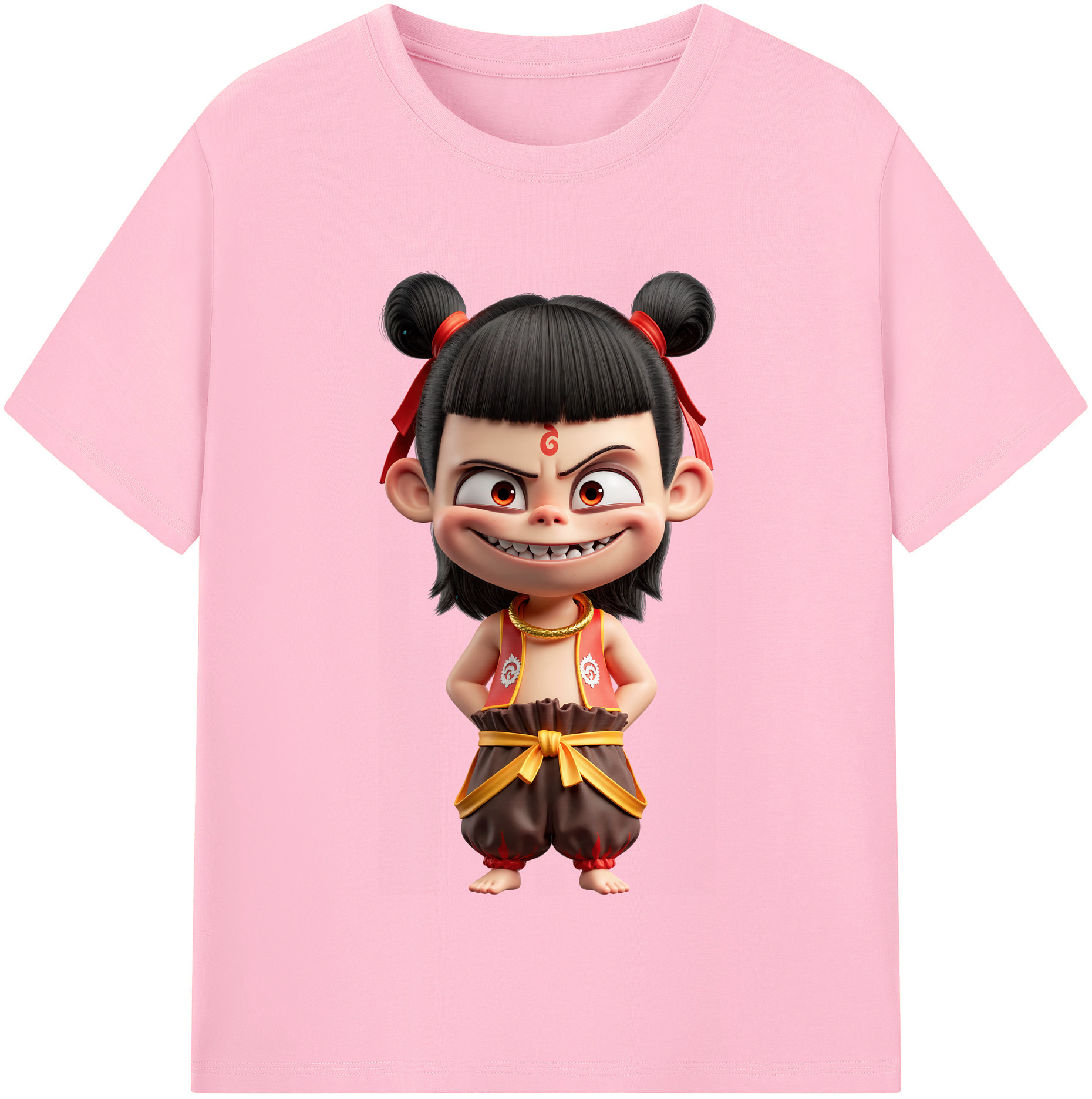 （画像用） Ne Zha 2 ナタ 魔童の大暴れ 綿100％半袖Tシャツ（フロントプリント）