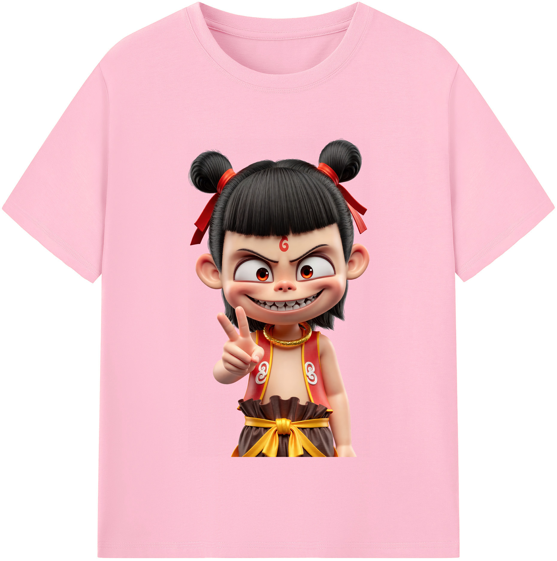 （画像用） Ne Zha 2 ナタ 魔童の大暴れ 綿100％半袖Tシャツ（フロントプリント）