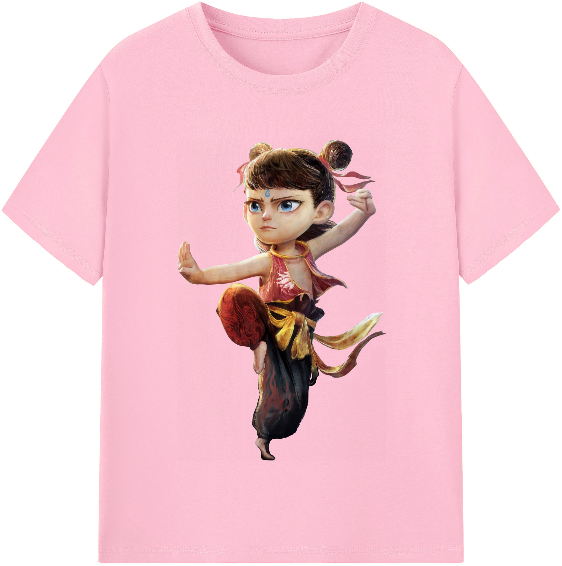 （画像用） Ne Zha 2 ナタ 魔童の大暴れ 綿100％半袖Tシャツ（フロントプリント）
