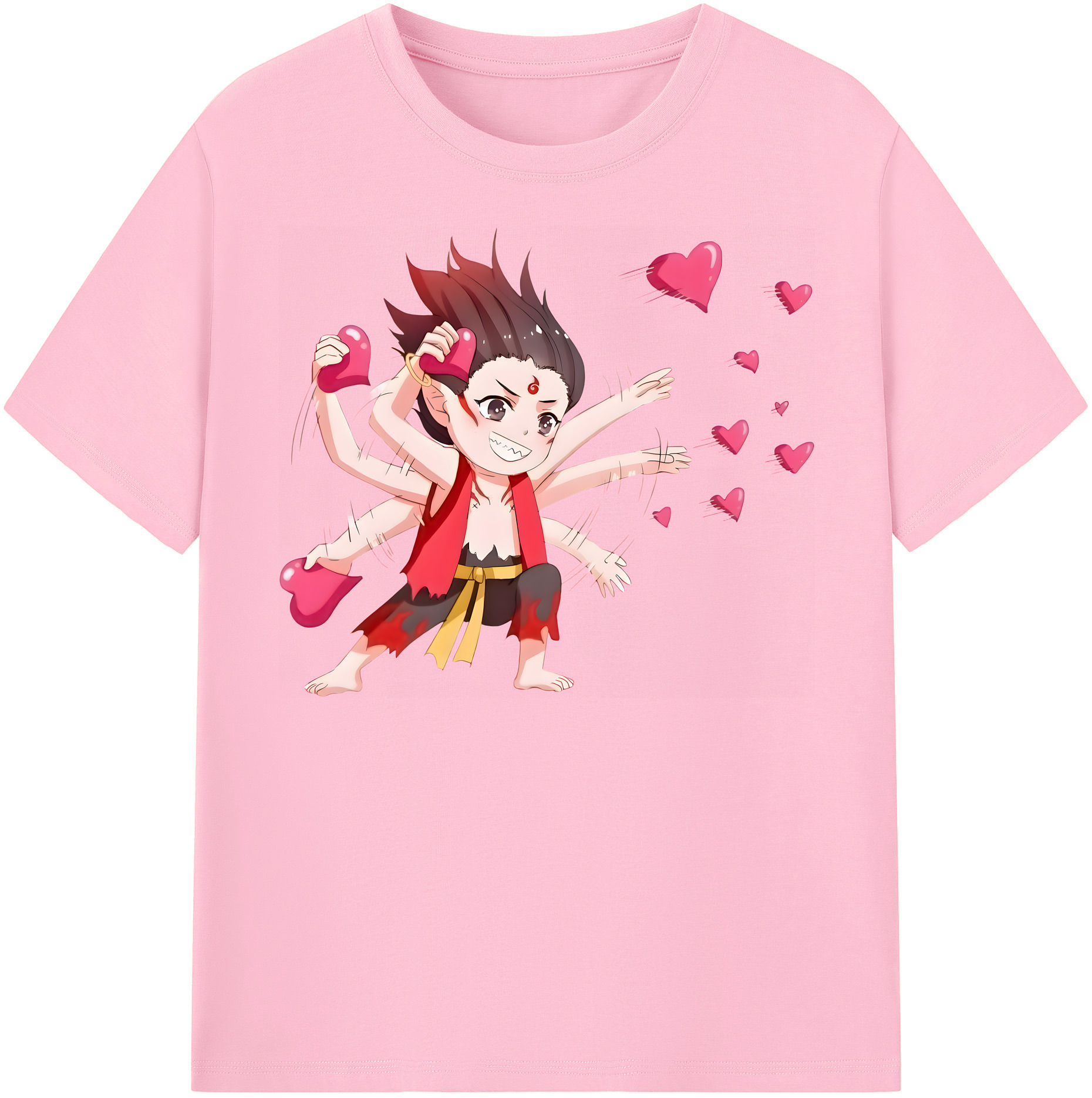 （画像用） Ne Zha 2 ナタ 魔童の大暴れ 綿100％半袖Tシャツ（フロントプリント）
