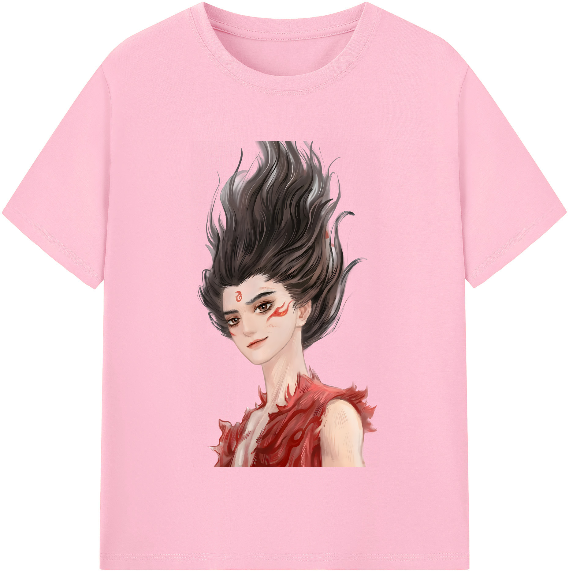 （画像用） Ne Zha 2 ナタ 魔童の大暴れ 綿100％半袖Tシャツ（フロントプリント）